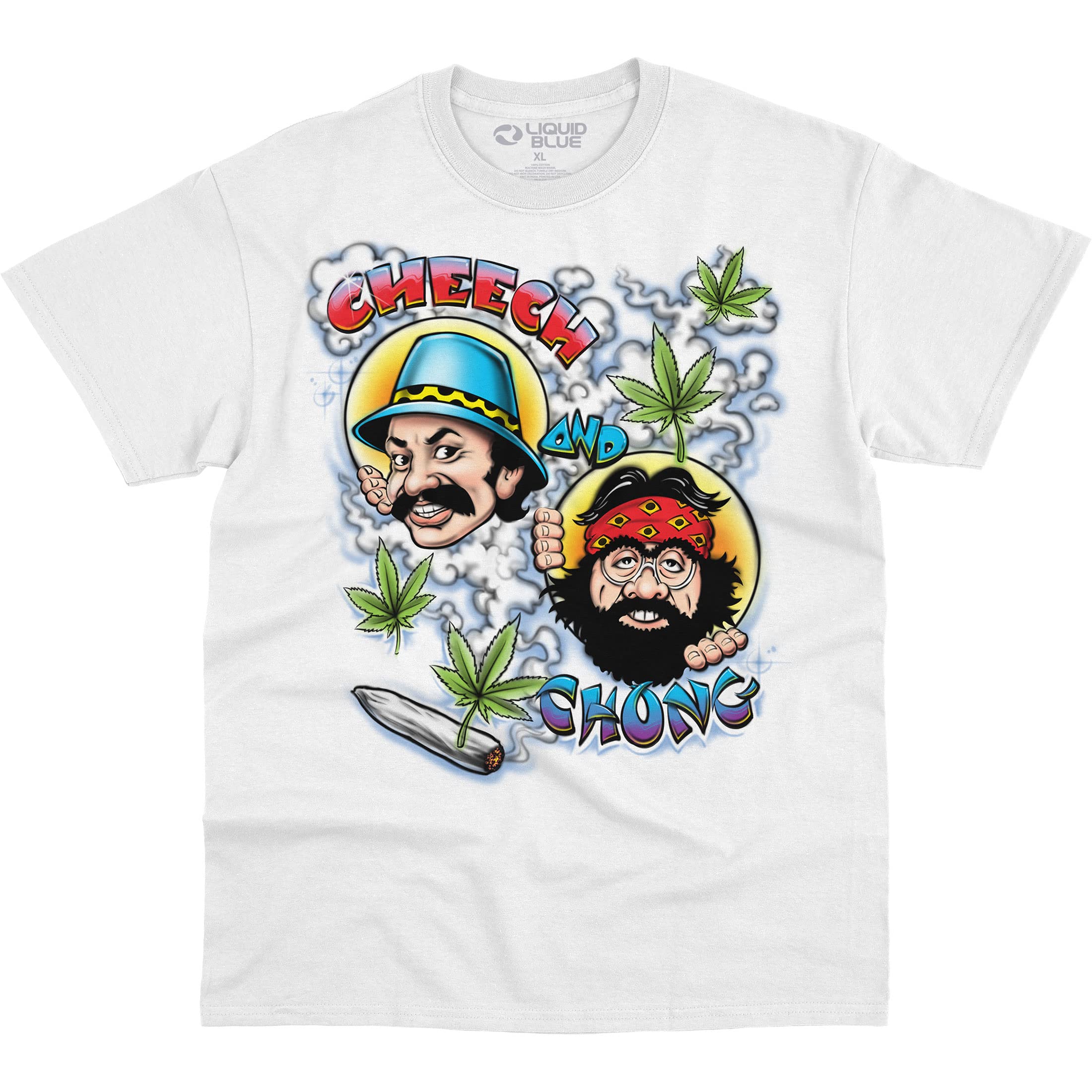 Liquid Blue Men's Cheech & Chong Airbrush, White, XXL