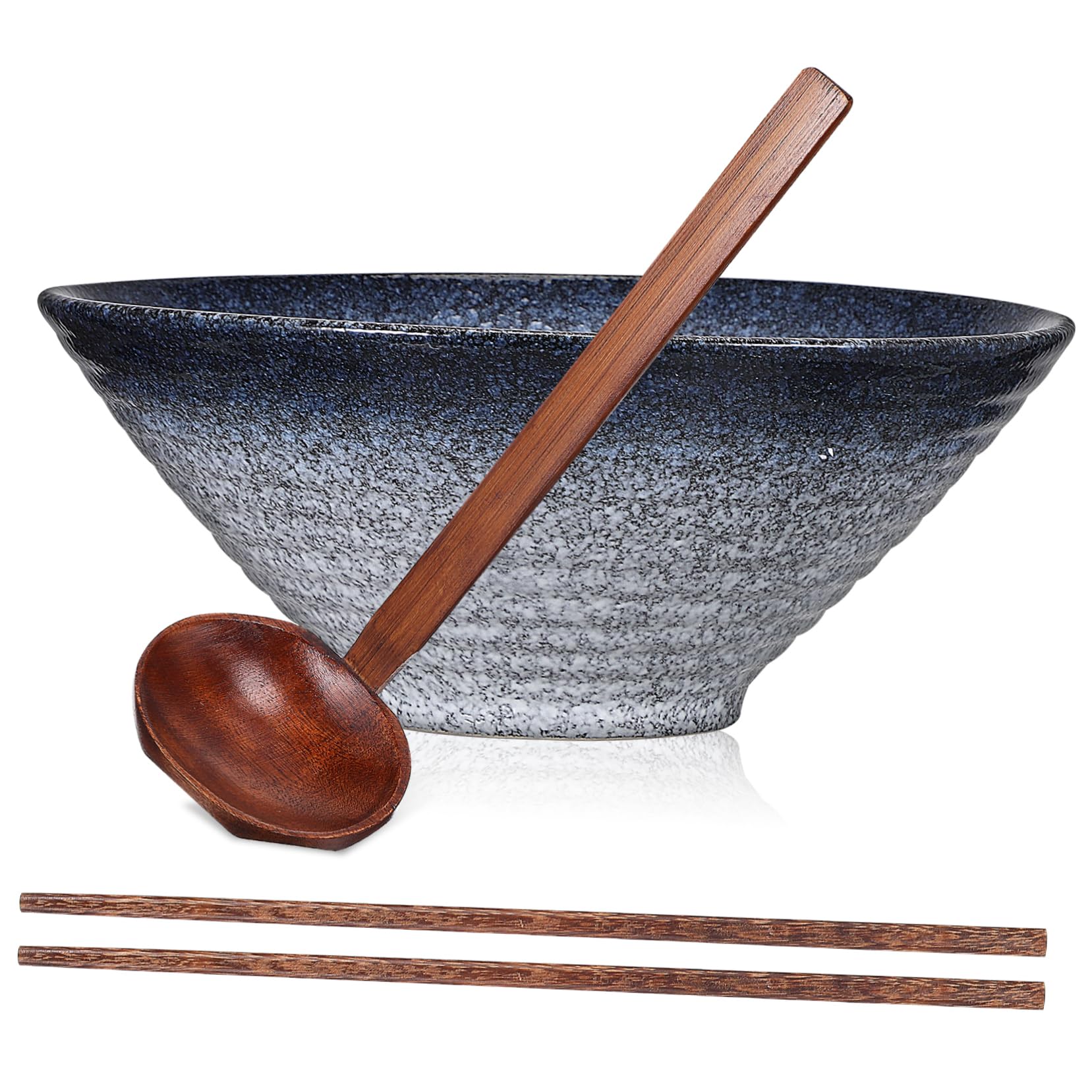 Bol à Ramen Céramique avec Kit de Baguettes et Cuillère Ensemble de Vaisselle Japonaise Bol de Baguettes Cuillère Fuite