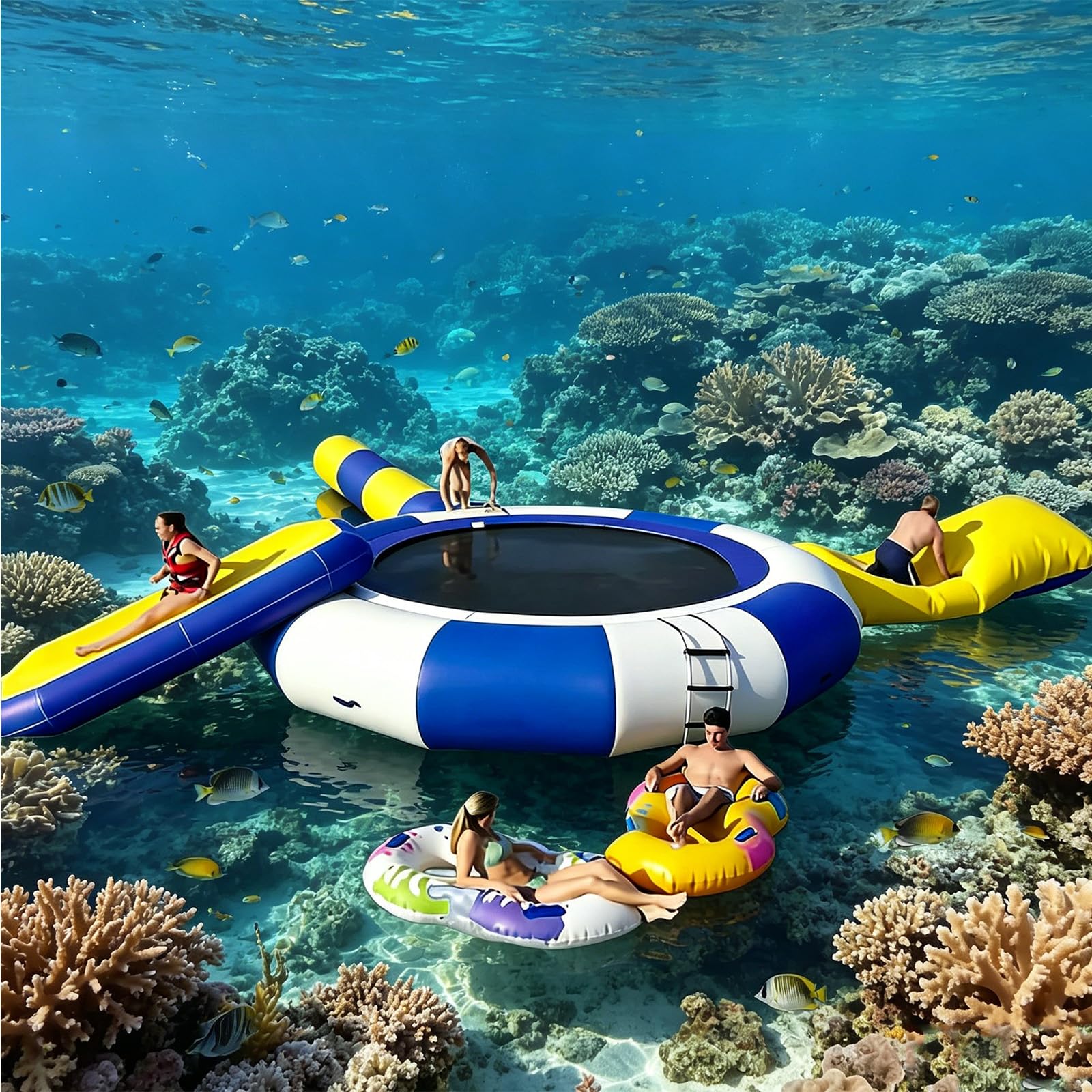NSACMD Inflatable Water Trampolines, Lake Trampolines, Water Trampolines with Slides, Water Play Mats, Swimming Platforms for Families And Adults, Water Trampoline Parks, Water Bounce Pads.