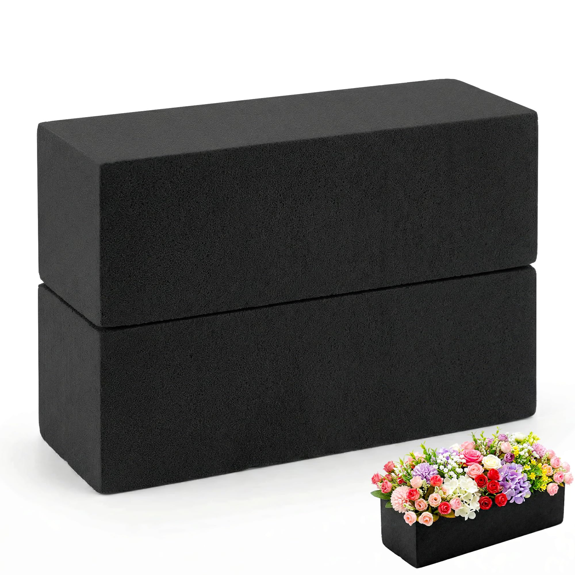 Max Shape Black Floral Foam Blocks for Artificial & Dried Flowers, Reusable Floral Foam Blocks, Water Resistant Flower Foam Blocks, Dry Floral Foams for Artificial Flowers (2, 9x2.99x2.99")-image-22