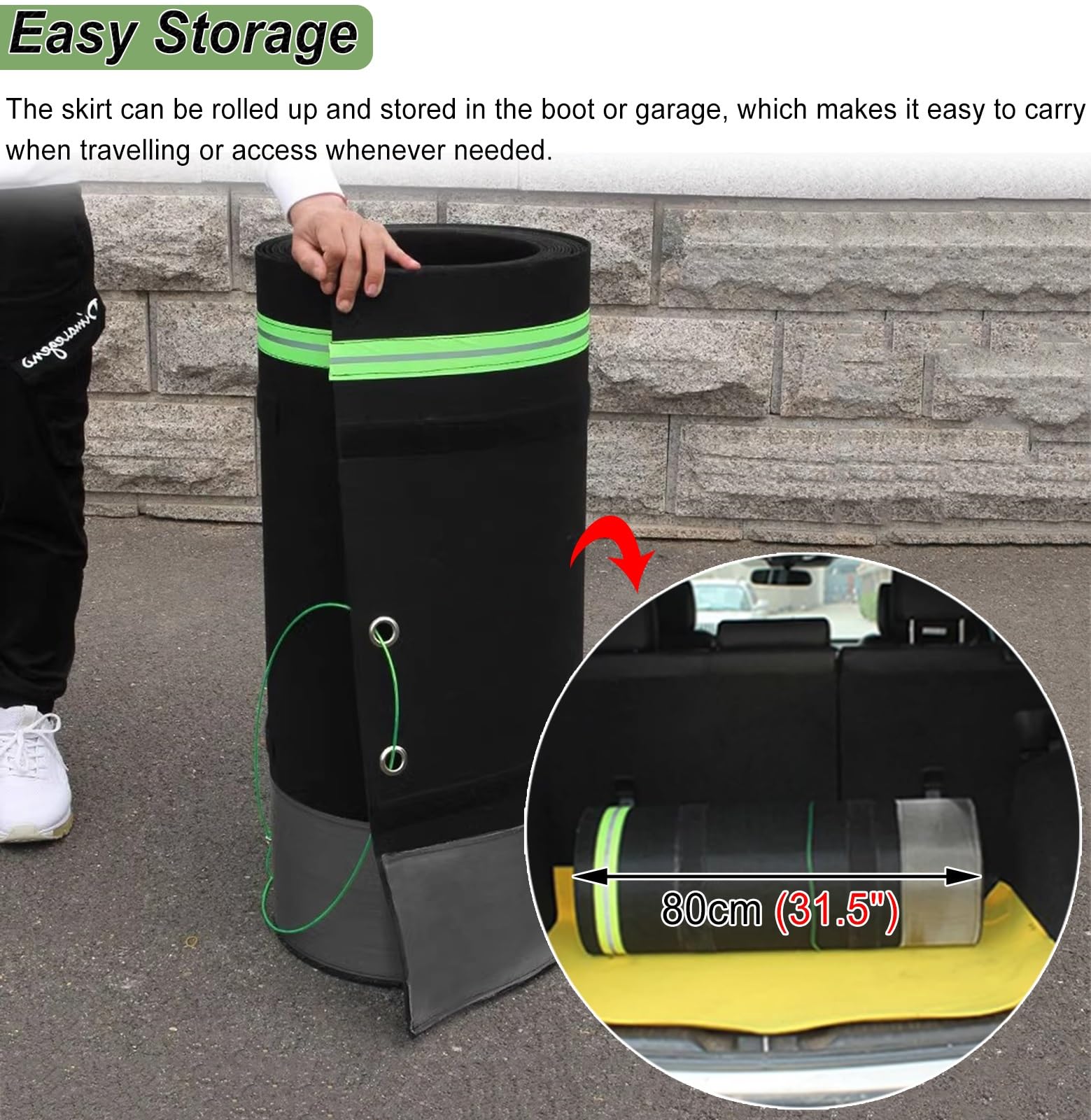 Gonna per Camper Rivestimento Antigraffio EZ Snap per Camper, Kit di Rivestimento Invernale da Viaggio, Copriruota Paraneve per Rimorchi per Climi Freddi(21ft/640cm)