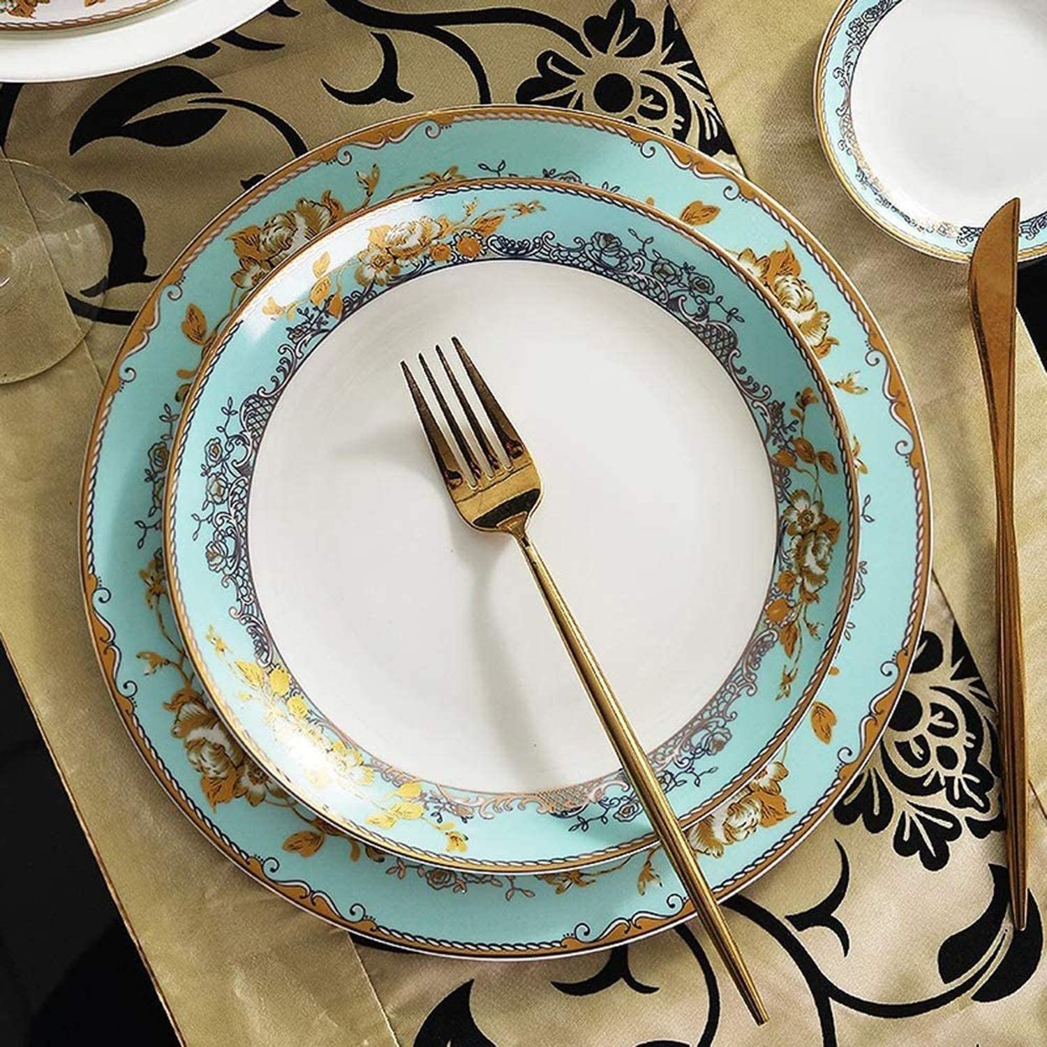 60-częściowy zestaw naczyń kuchennych, nordycki ceramiczny zestaw porcelanowych zastawy stołowej – miski talerze, naczynia, miski, serwis dla 12 osób, rozmiar