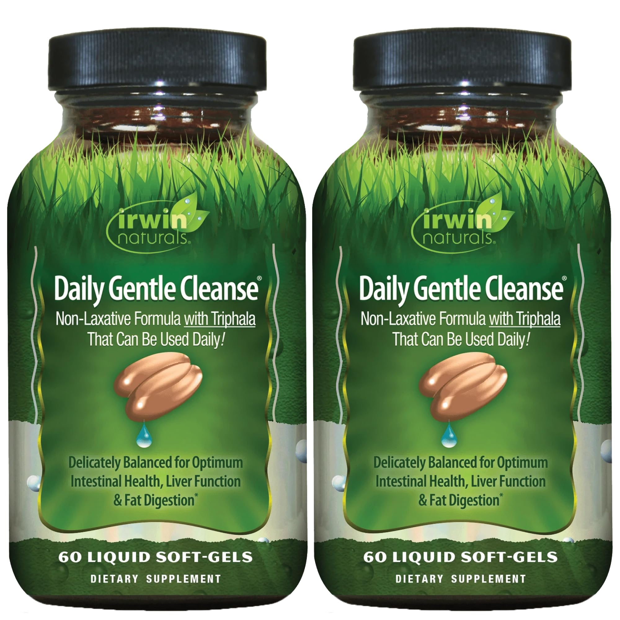 Irwin Naturals Daily Gentle Cleanse Digestion & Gut Health Support (2 Pack) 60 Count (Pack of 2)