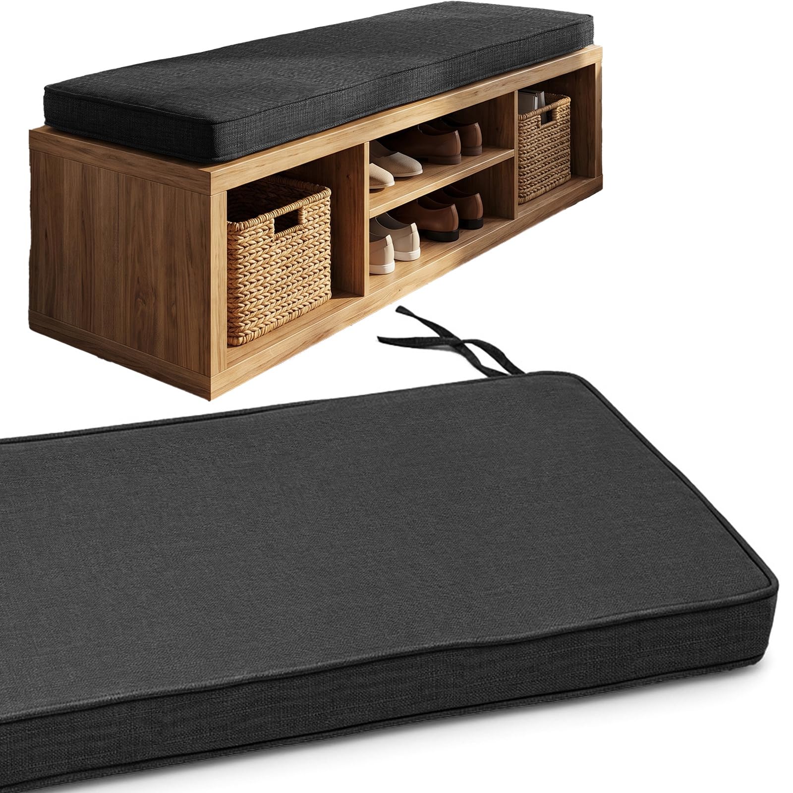 Bench Cushion for Indoor Furniture, Washable Non-Slip Shoe Bench Seat Pad