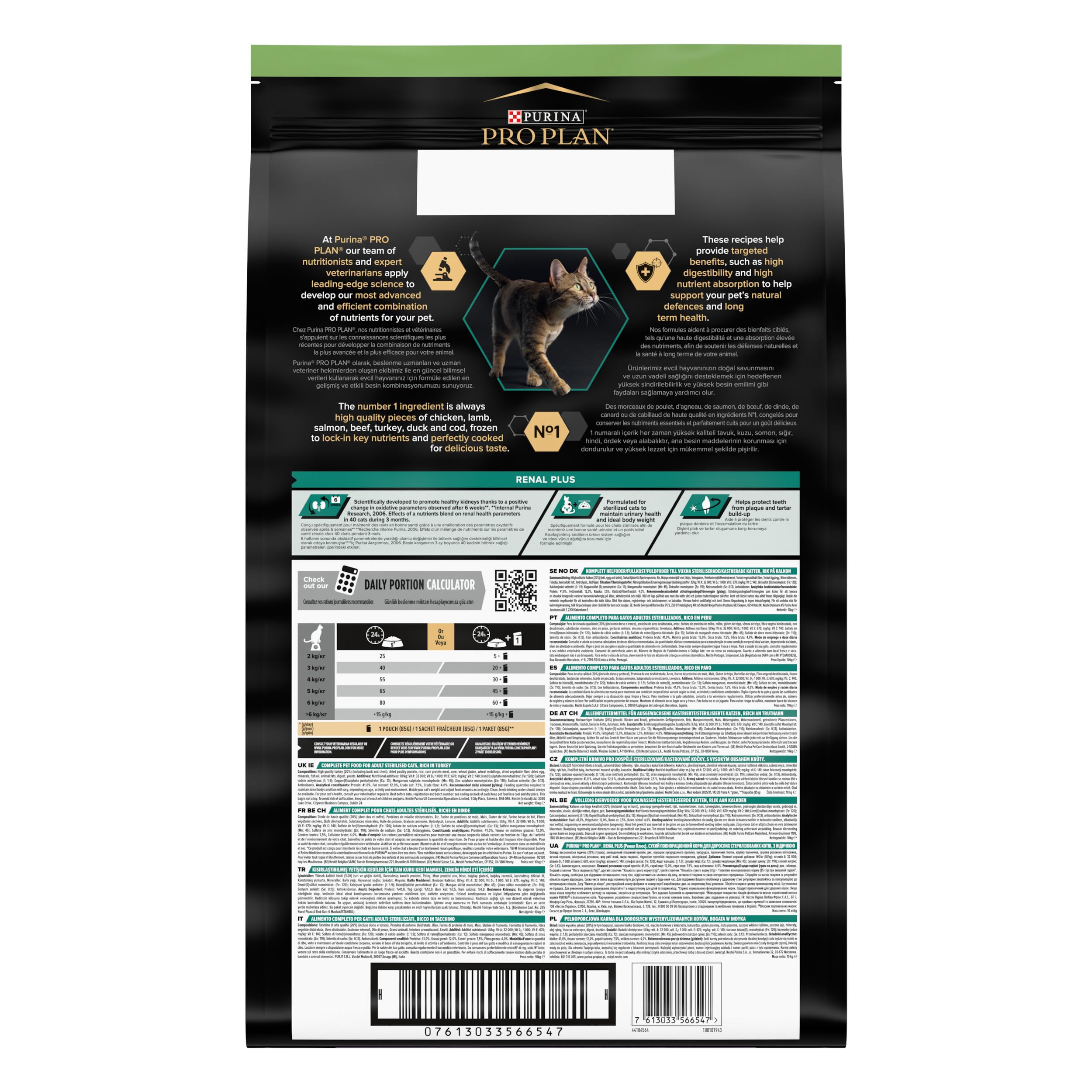 PURINA PRO PLAN Sterilised, Pienso para Gato Esterilizado Adulto, Comida Seca para gato con Pavo, 1 Saco de 10 kg