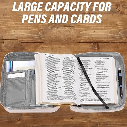 Miniatura 5 de Funda para la Biblia para mujer, bolsa de iglesia, funda protectora para la Biblia con asa y bolsillo con cremallera para regalos cristianos