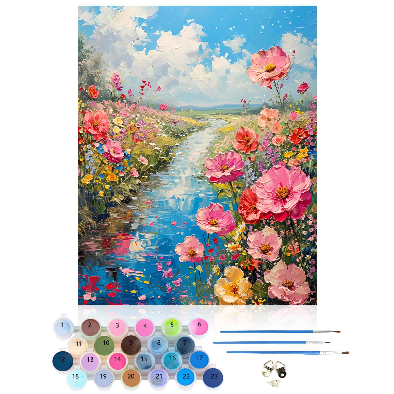 CEOVR Dipingere Con i Numeri Adulti Pappagallo,Paint by Numbers Adulti Kits Fiore DIY Creart Painting Adulti Kit,Fiume 40x50 cm Senza Cornice Painting by Numbers per Principianti