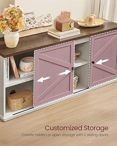 Miniatura 3 de VASAGLE Soporte de TV de granja para televisores de hasta 65 pulgadas, centro de entretenimiento con armarios de almacenamiento y puertas corredizas