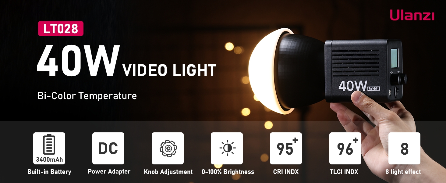 Amazon.com : Ulanzi LT028 40W LED Video Light, Portable Continuous