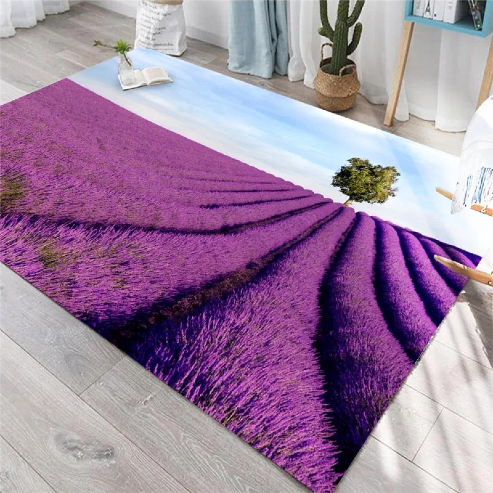 Tapis de salon imprimé 140x200 chic et antidérapant style champêtre