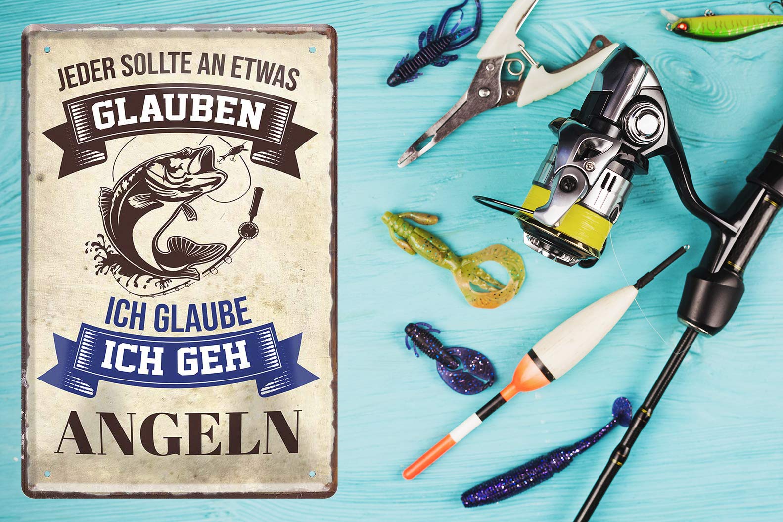 Produktbild von Blechschild Spruch 20x30 Cm Wenn Frau Mich Angeln Lässt Deko Schild Tin Sign Kaufen Bei