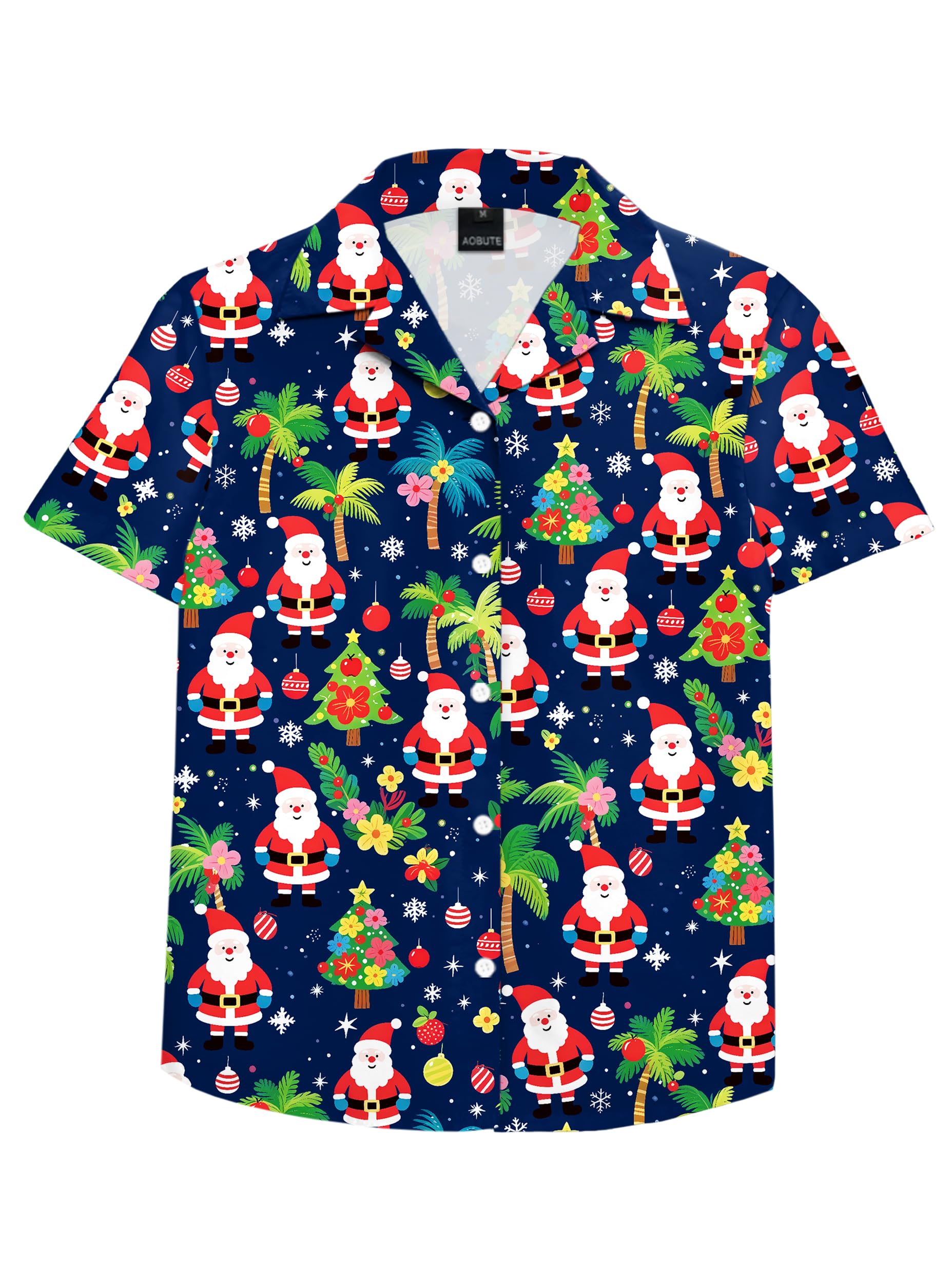 AOBUTE Unisex Kids Hawaiian Shirt Boys Button Up Shirts Girls Short Sleeve Aloha Golf Top 5-14 Years