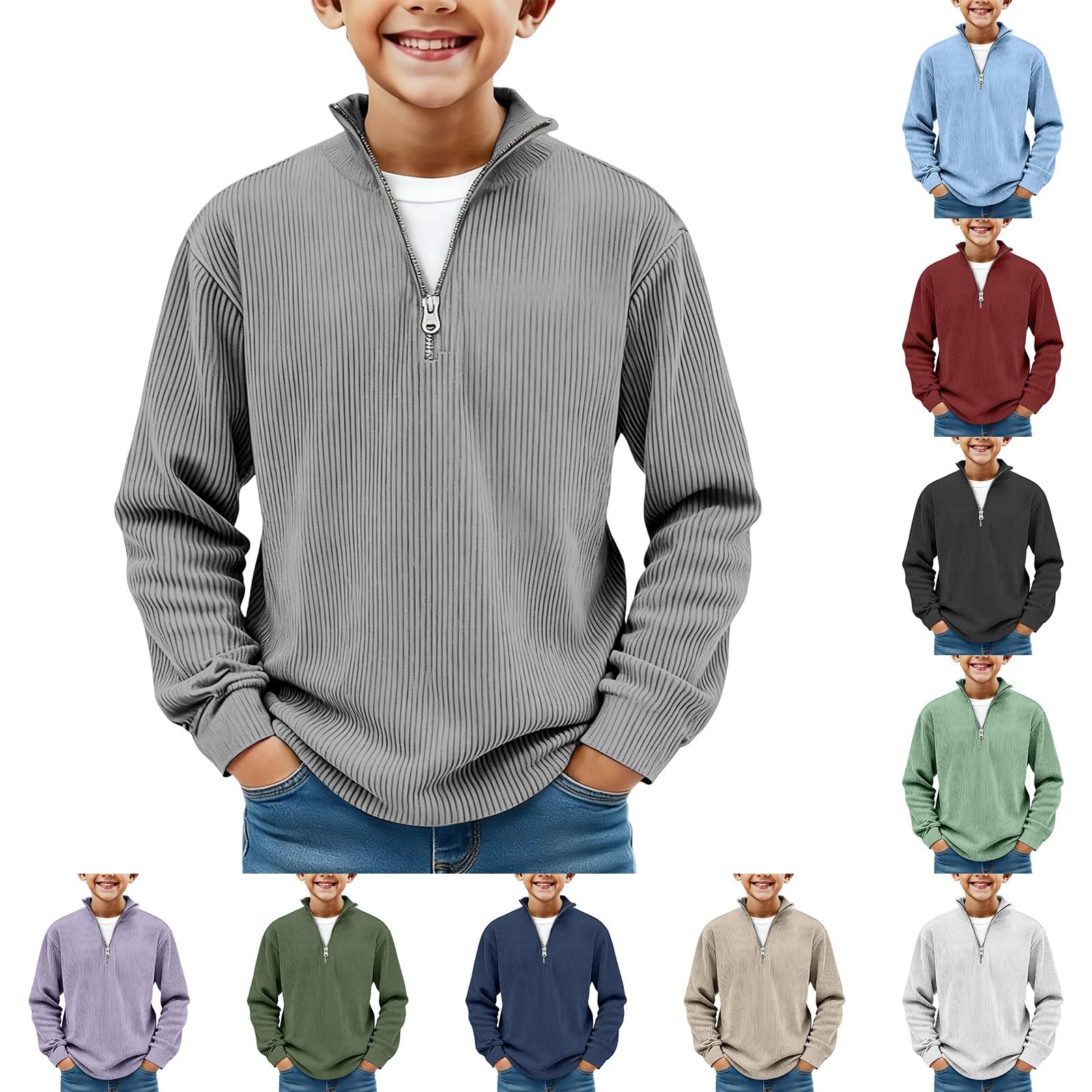 Pull col roulé garçon zippé idéal pour la cour de récréation - 8
