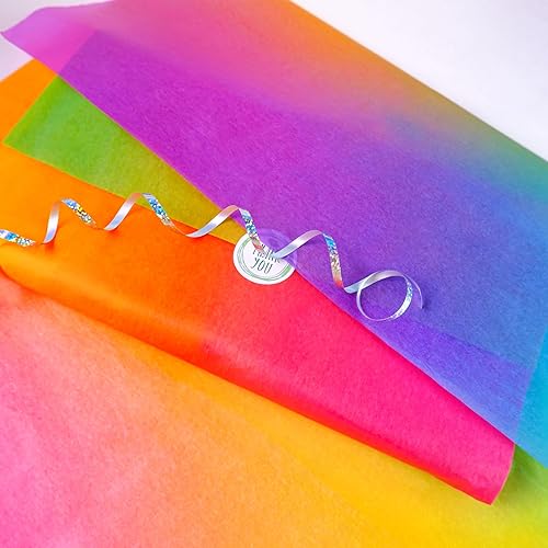 Miniatura 5 de MR FIVE 20 hojas de papel de seda degradado arcoíris de 20 x 28 pulgadas para bolsas de regalo, baby showers, bodas y Acción de Gracias