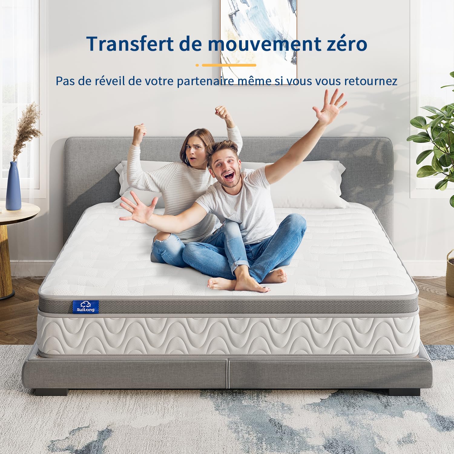 Suilong Matelas 120x200, 30 cm Epaisseur Matelas à Ressorts Ensachés Indépendants et Mousse à Mémoire de Forme, Matelas Hybride 7 Zones de Soutien, Respirant, Certifié Oeko-Tex