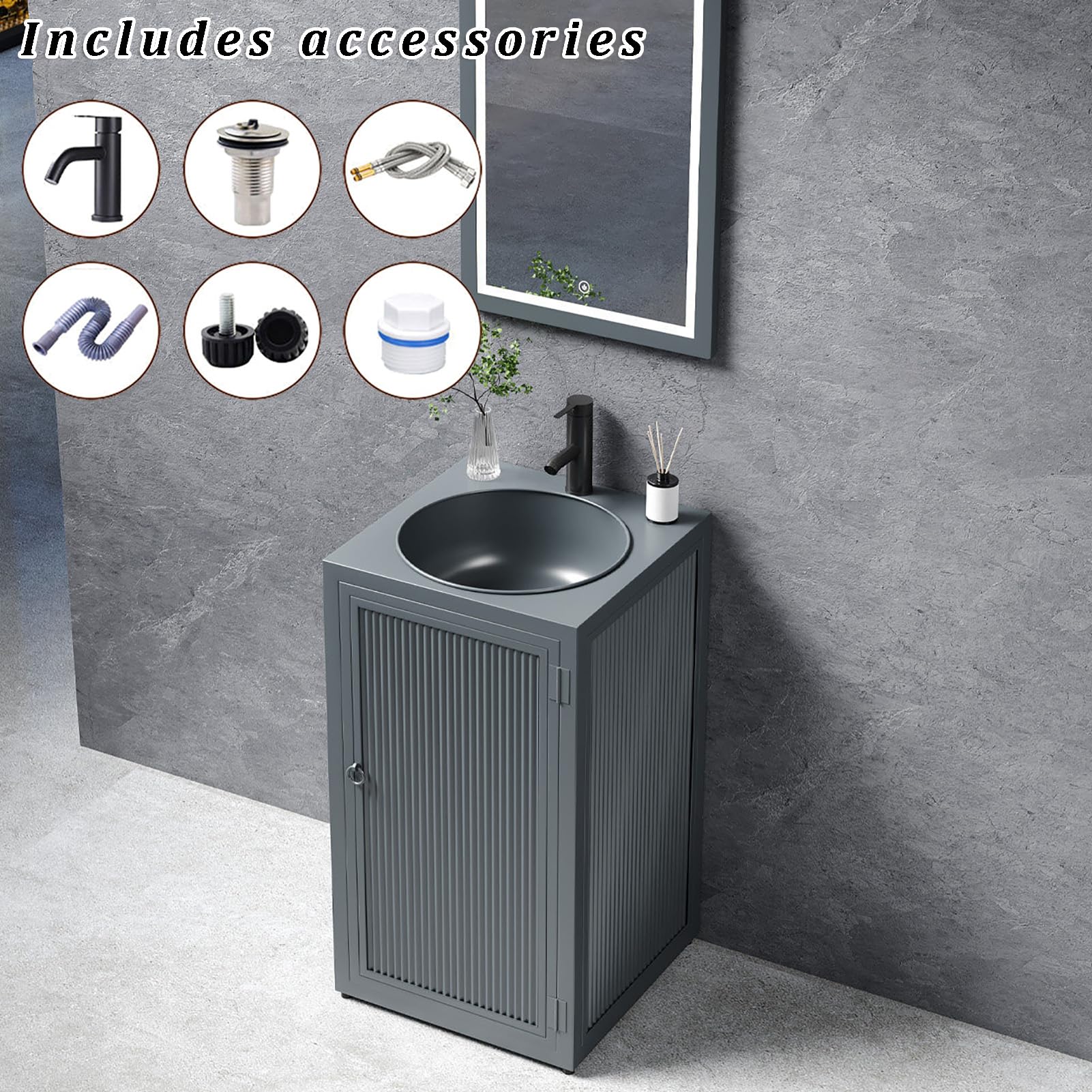 Freistehender Badezimmer-Waschtisch mit Waschbecken, moderner Allzweckschrank mit Stauraum, Handwaschstation für Loft, Café, Bar, Restaurant