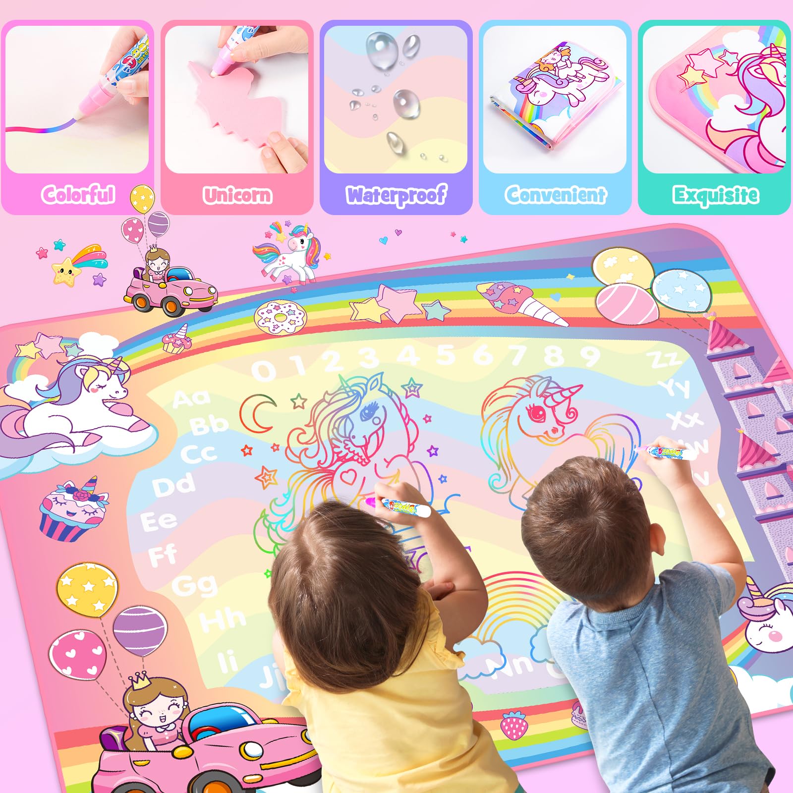 Tappeto Gioco Bambini, Unicorno Regalo Bambina 2 3 Anni Tappeto Magico Bambini Natale Regalo Bambina 2 3 4 Anni Giochi Bambina 2 3 Anni Giocattoli Bambina 2-4 Anni Gioco Bambina 2 3 Giochi Educativi
