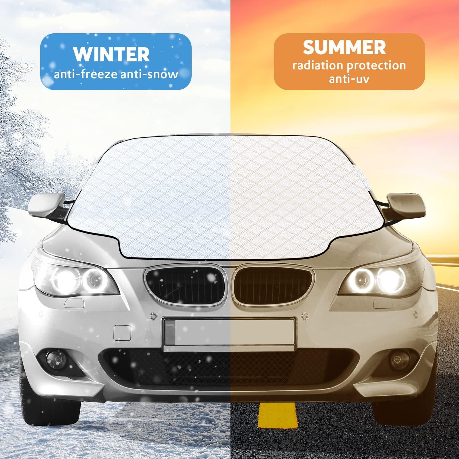 Protezione per parabrezza, parasole per auto anteriore, protezione per parabrezza con magnete, parasole per parabrezza auto, copertura per parabrezza auto, protezione per auto da ghiaccio, neve