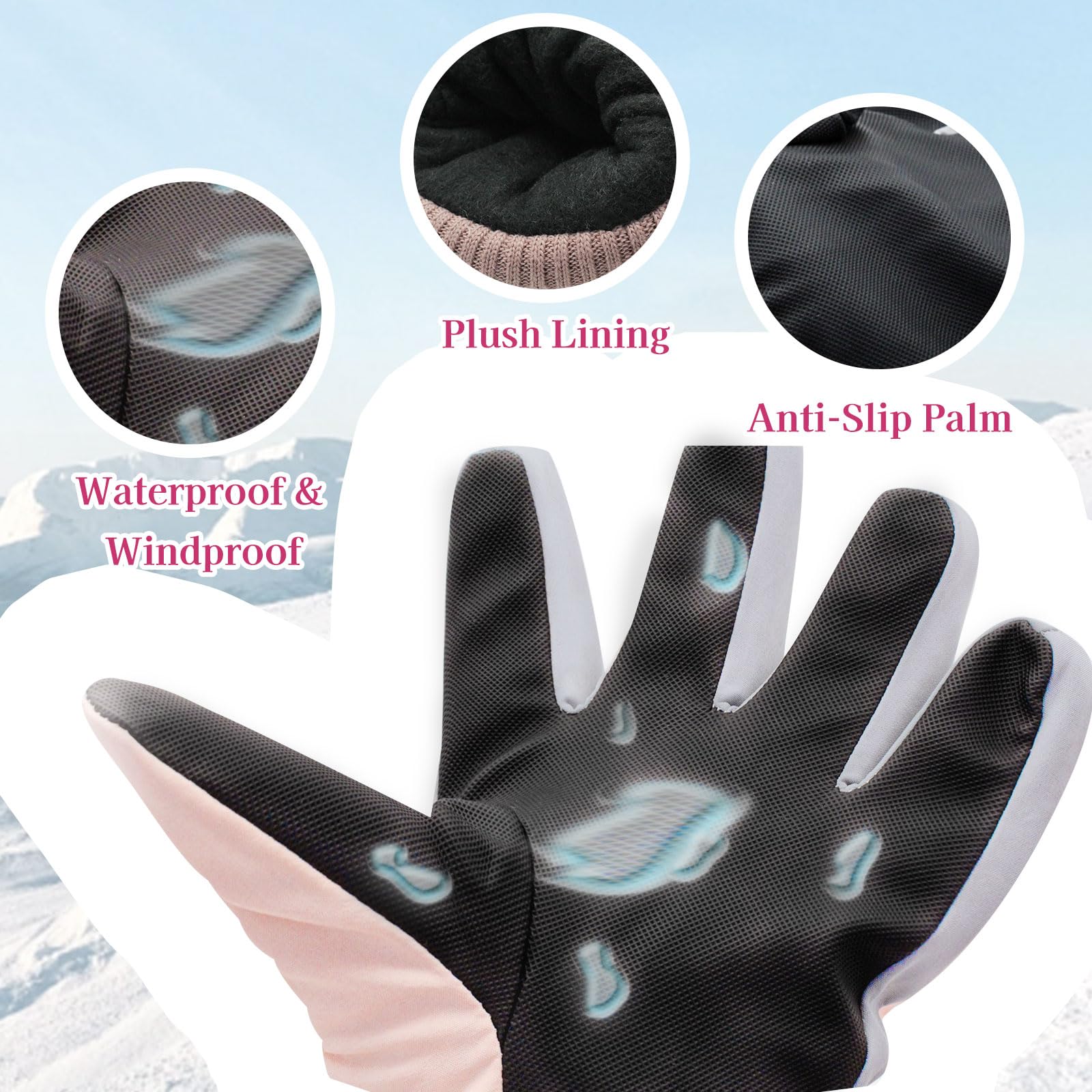 Gants De Ski D'Hiver Coupe-Vent Imperméables Pour Homme Rouge [Q3812