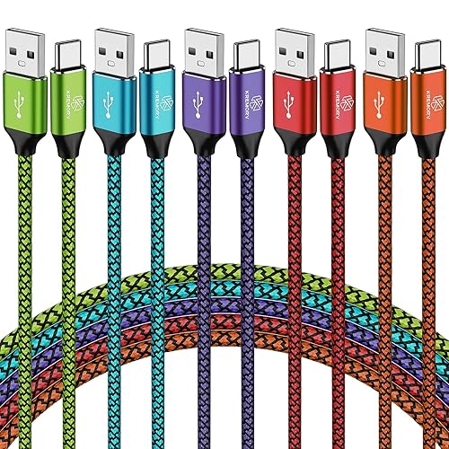 Cable USB tipo C, paquete de 5 cables USB A a tipo C de 10 pies de largo de carga rápida tipo C, cargador de teléfono para Samsung Galaxy S10 S9 S8