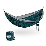 ENO DoubleNest Hammock - Lightweight, Portable, 1 to 2 Person Hammock - for Camping, Hiking, Backpacking, Travel, a Festival, or The Beach - Mountains to Sea/Grey