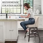 Cozyman 26 Inch Bar Stools Set of 2, Linen Color Swivel Counter Stools with Back, Linen Fabric Upholstered Barstools, Solid Wood Legs with Footrest, Modern Bar Stool for Kitchen Island, Pub