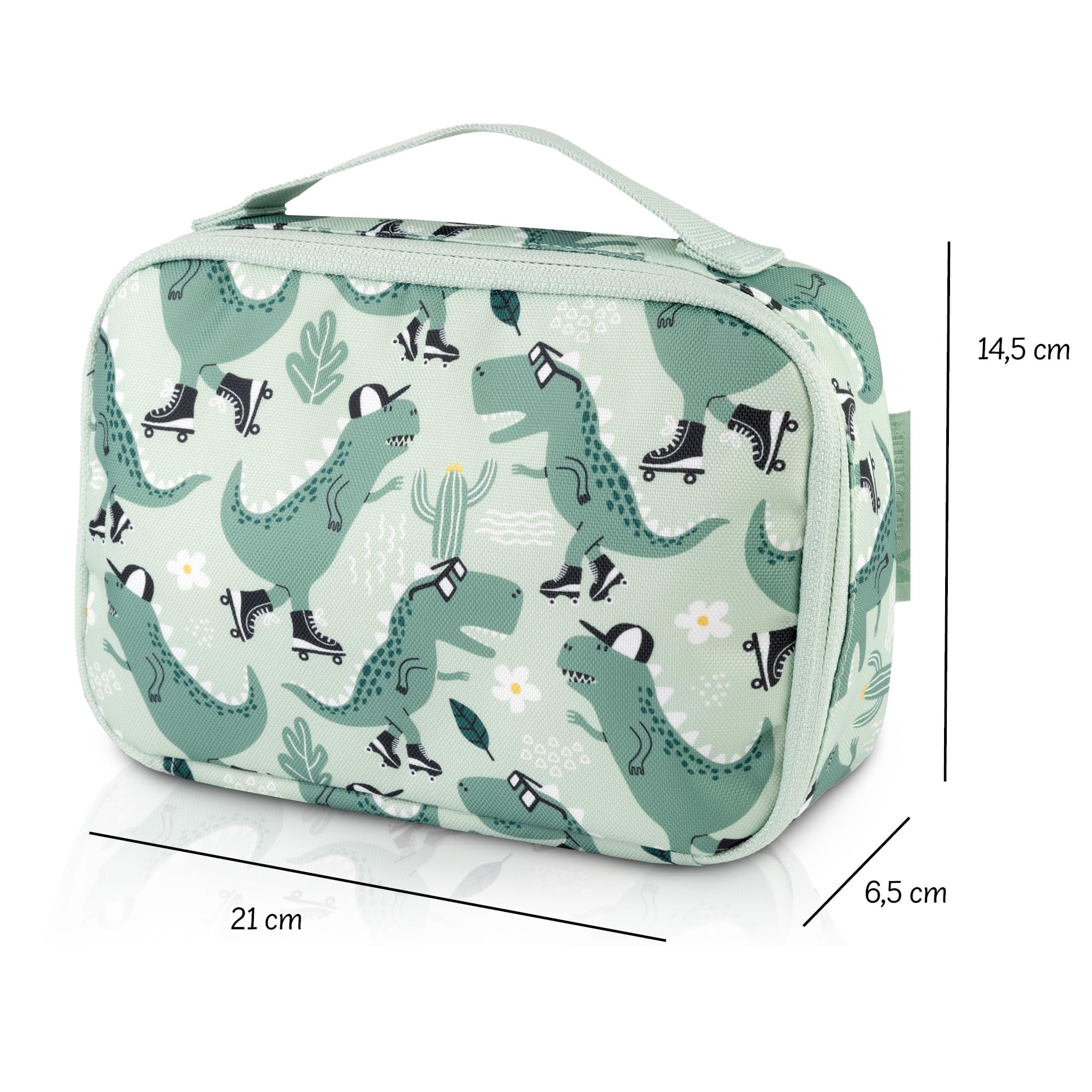 Sac Isotherme Repas Enfant Vert Dinosaure 21,5 x 14,5 x 6,5 cm