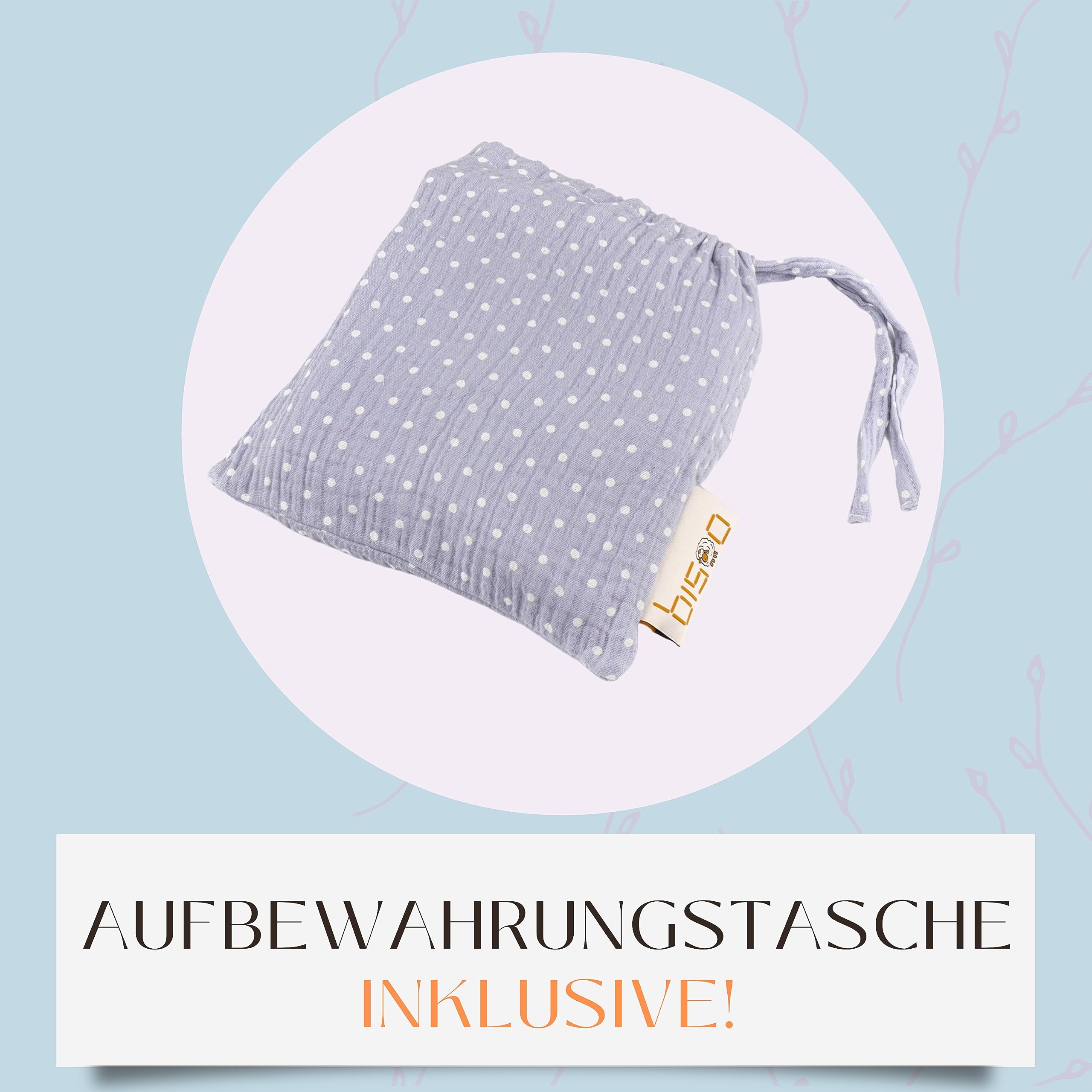 Bisoo Stilltuch für Unterwegs - Still Einstellbar Schal 100% Musselin, Atmungsaktiv, Multifunktional mit Aufbewahrungstasche - Baby Blau