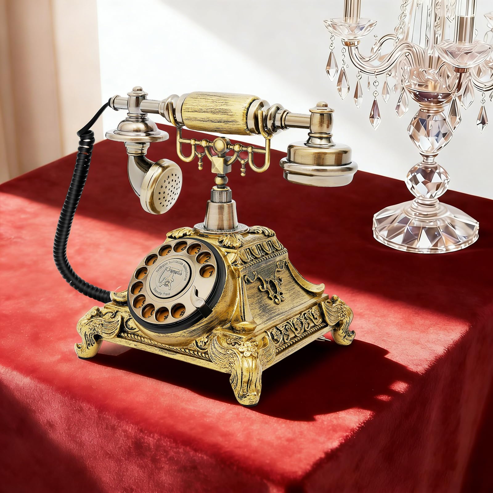 Téléphone Rétro À Cadran Rotatif Bronze Vintage Filaire Bureau