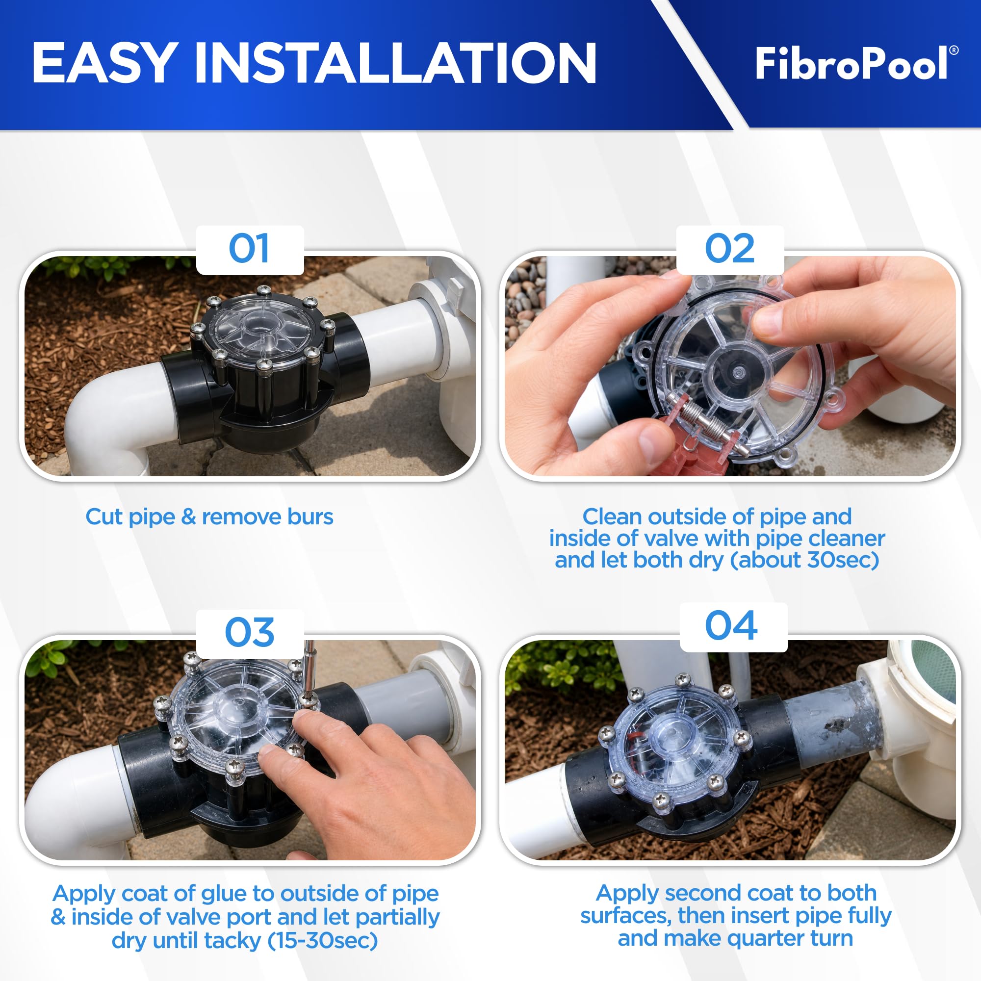 FibroPool 1 1/2 "POSI- Cerrar 3 vías válvula sin lubricación…