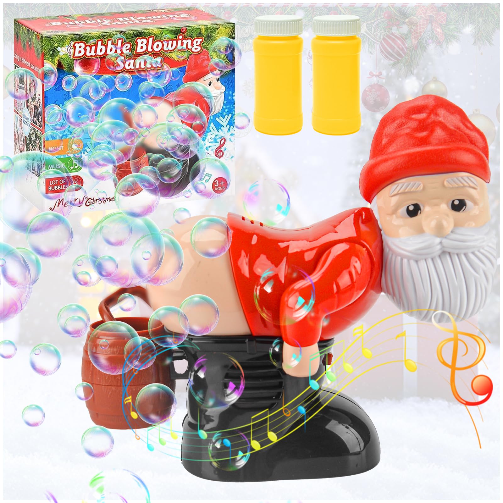 Bubble Solution Farting Santa Bubble Machine,Farting Bubble Machine,Santa Automatic Bubble Machine,Electric Blowing Bubble Toy with Light and Music,Funny Gifts for Christmas, Birthdays,Parties