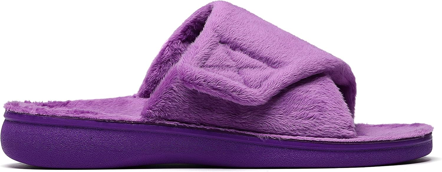 SOLLBEAM Women's Plantar Fasciitis Fuzzy House Orthopedic Adjustable Slippers With Arch Support Orthotic Heel Cup Sandals For Ladies - Image 4