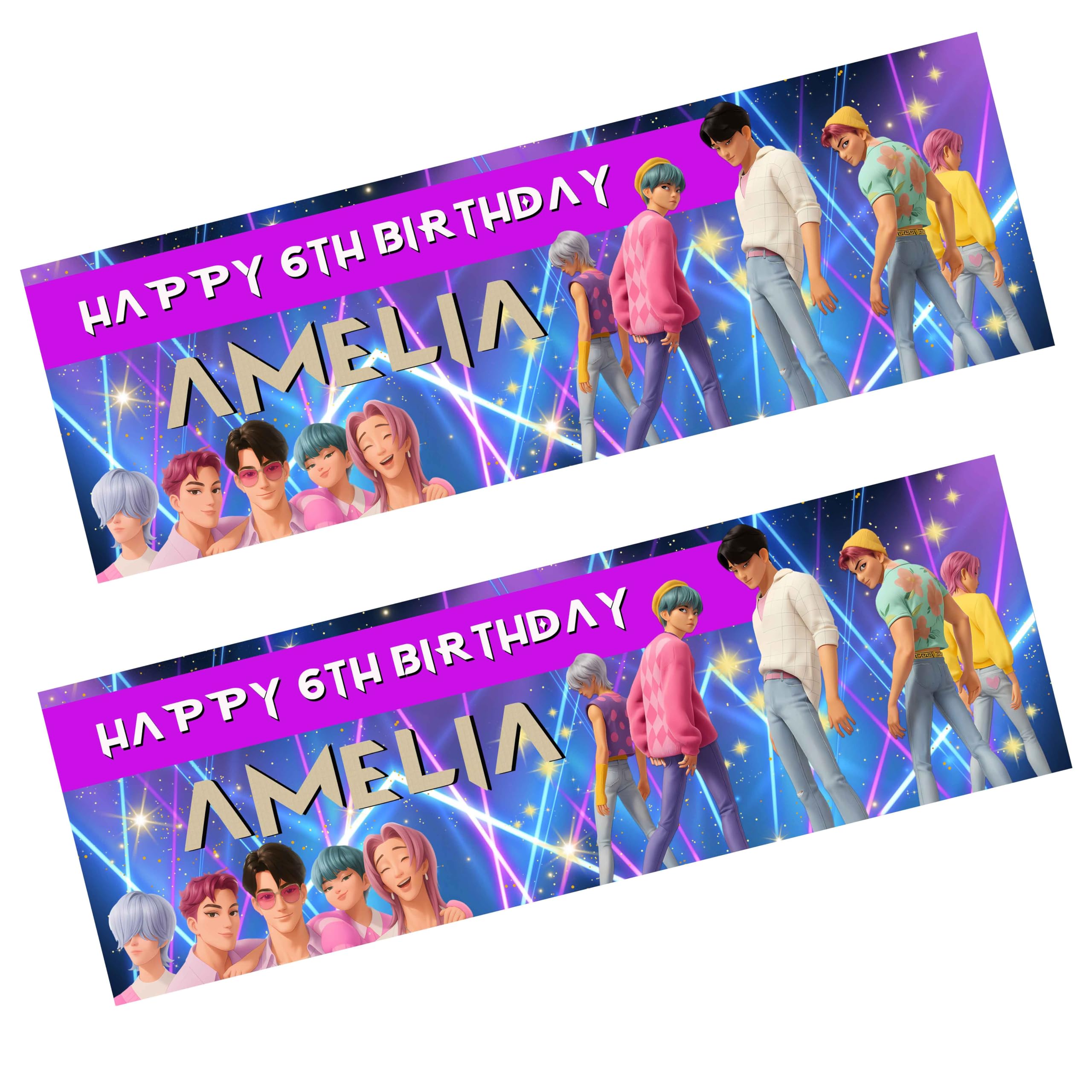 K-Pop Personalised Birthday Banner. Party Decoration, Birthday Gift, Party Banners, x 2 - Boys