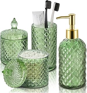 Green Bathroom Accessories Set, 4 Pack Olive Green Bathroom Decor Access...