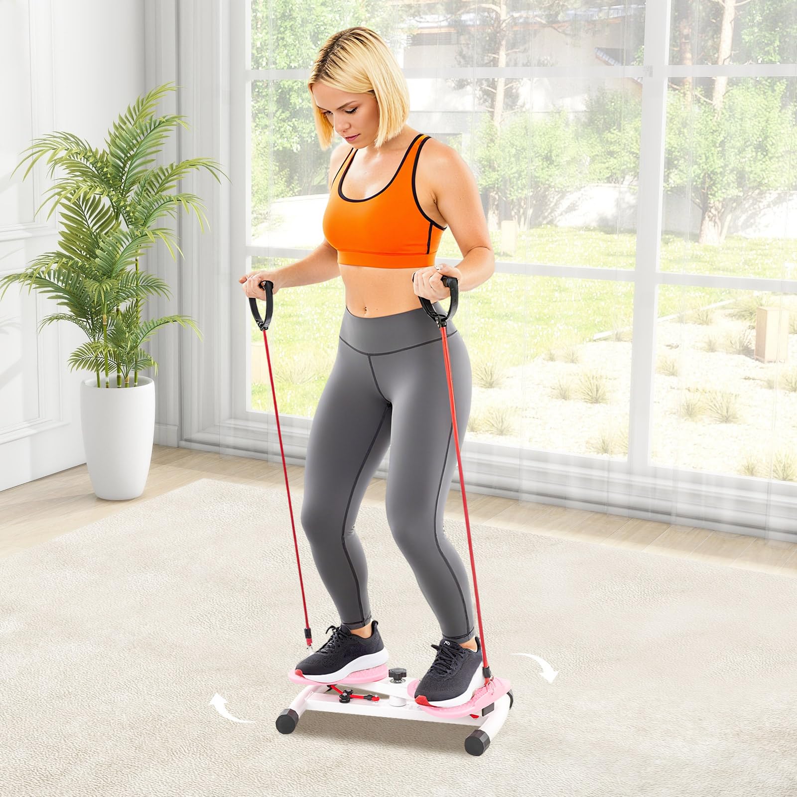 Taille Drehbrett mit Widerstandsbändern, Rutschfestes Twister Board mit 0–75° Drehung, Balance Trainer für Zuhause, Ganzkörpertraining, Core Workout & Gewichtsreduktion, 100kg Belastbarkeit