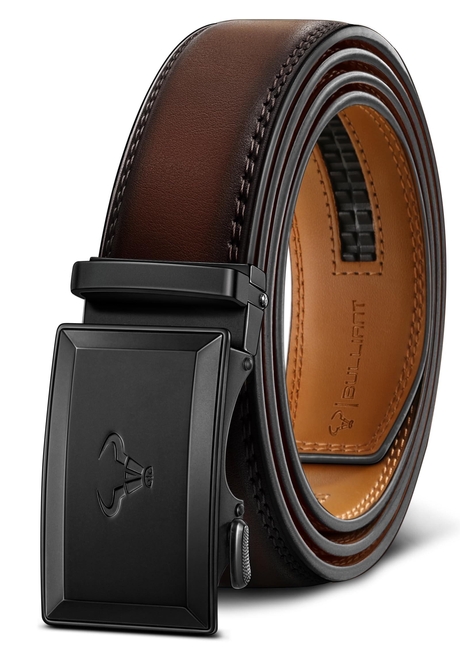 BULLIANT Men Belt Ratchet Leather Belt Click Adjustable for Men Jeans Dress Casual 1 3 8-Cut to Fit