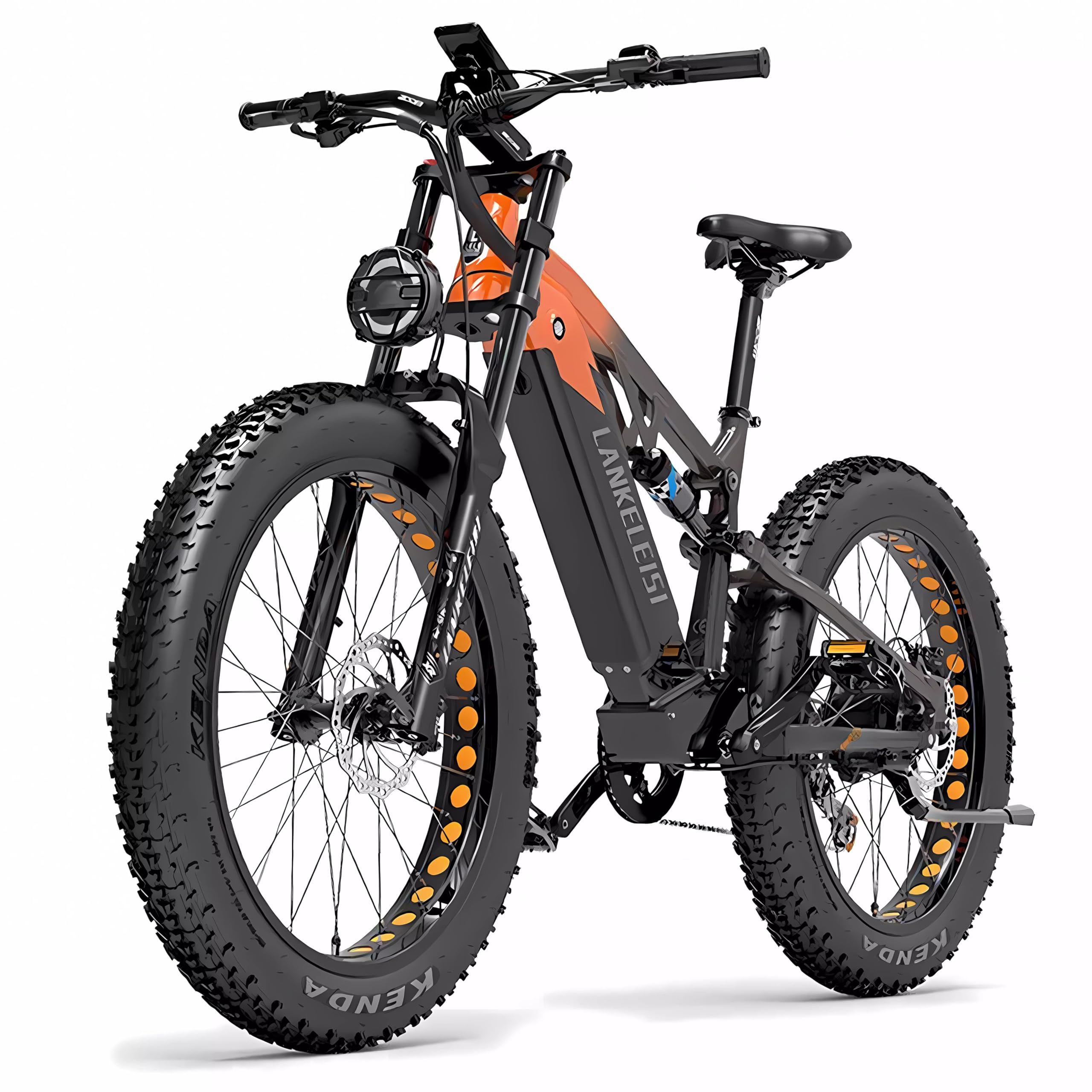 LANKELEISI RV800 Plus E-Bike Mountainbike 26 Zoll für Herren und Damen, Vollfederung E-MTB Fatbike mit 48V 20Ah Wechselakku, Reichweite bis zu 150KM