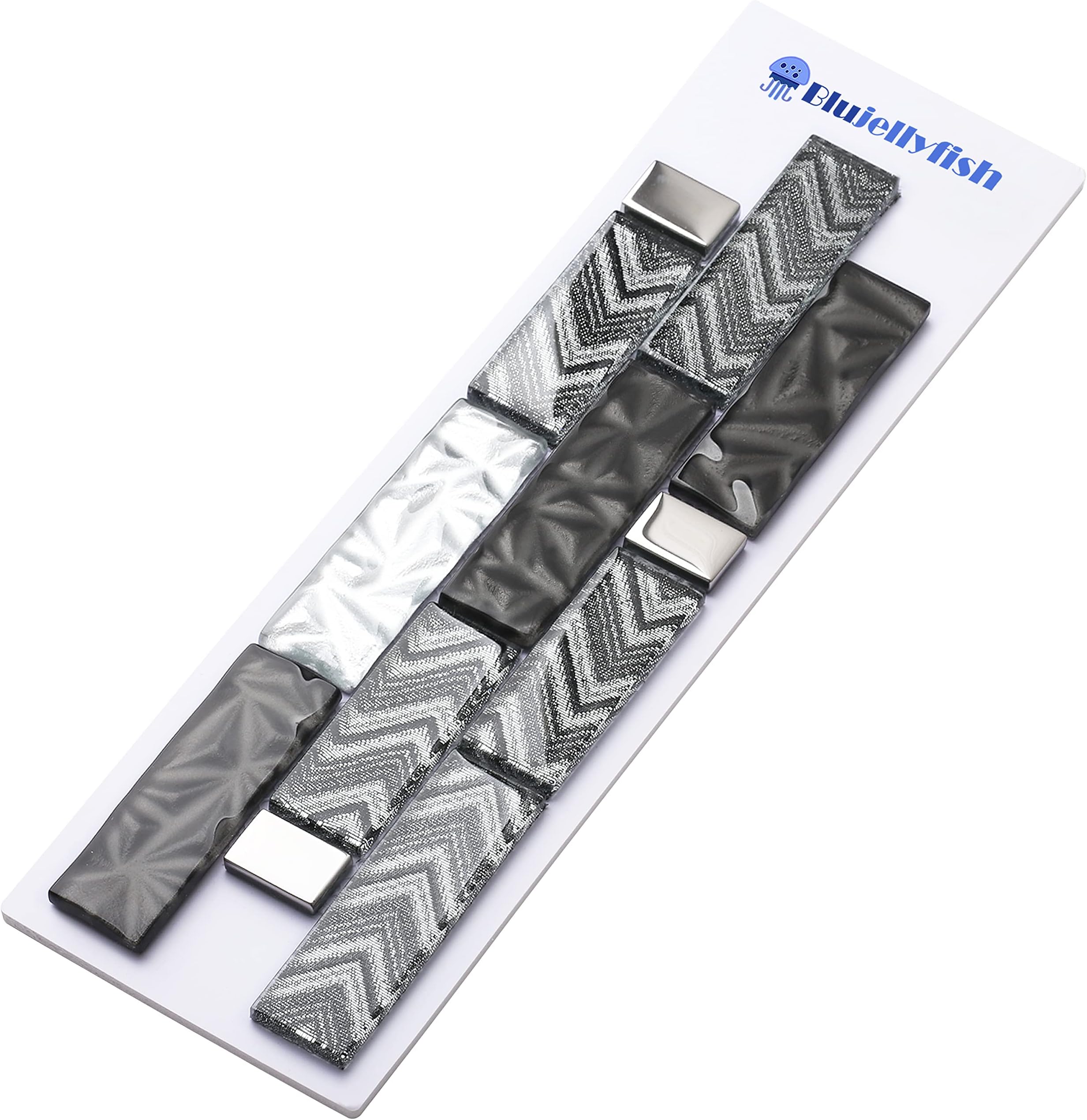 Blujellyfish Glass Tile Backsplash Wall Black Silver Subway Mosaic Tile-Sample Watch