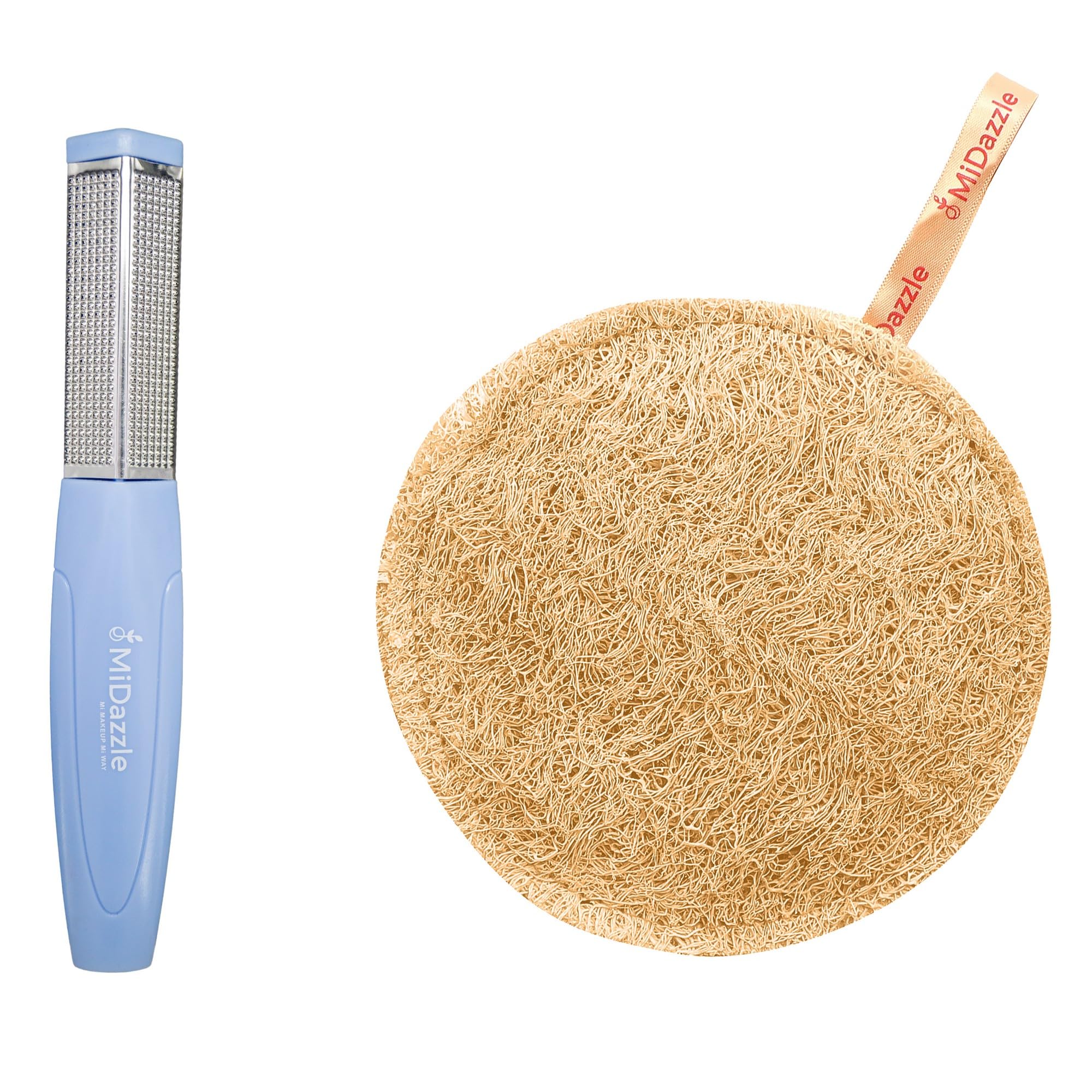 Midazzle 3 in 1 Foot Scrubber with Organic Loofah, Round Shape, Set of 2, Travel-Friendly-image-17