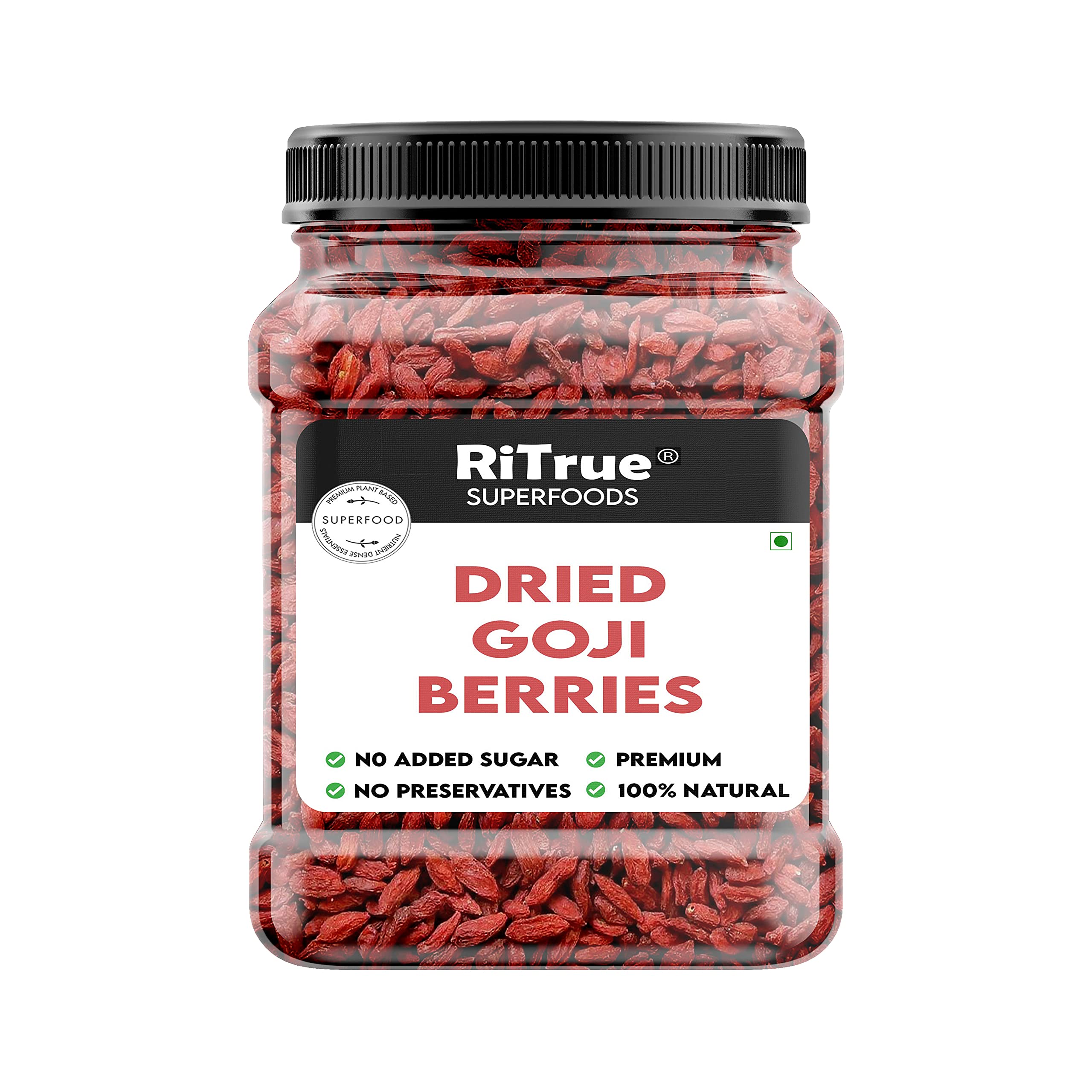 RiTrue Superfoods - Dried Goji Berries - 200 Gm Jar - Unsweetened Goji Berry Dry Fruits