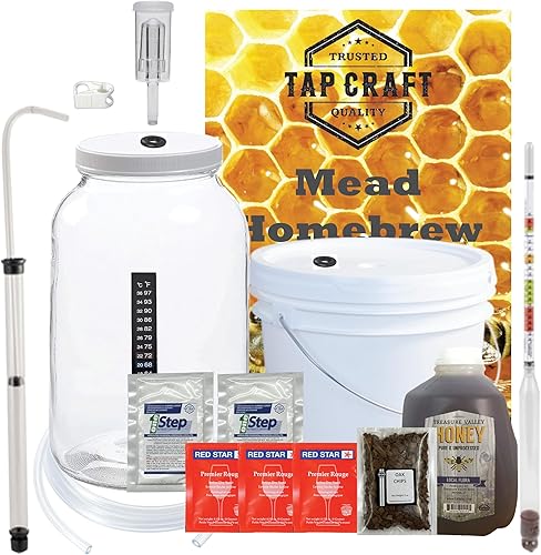 Kit de fabricación de hidromiel de lujo de un galón con una jarra de boca ancha - Kit de fermentación reutilizable - Completo con tu primera receta