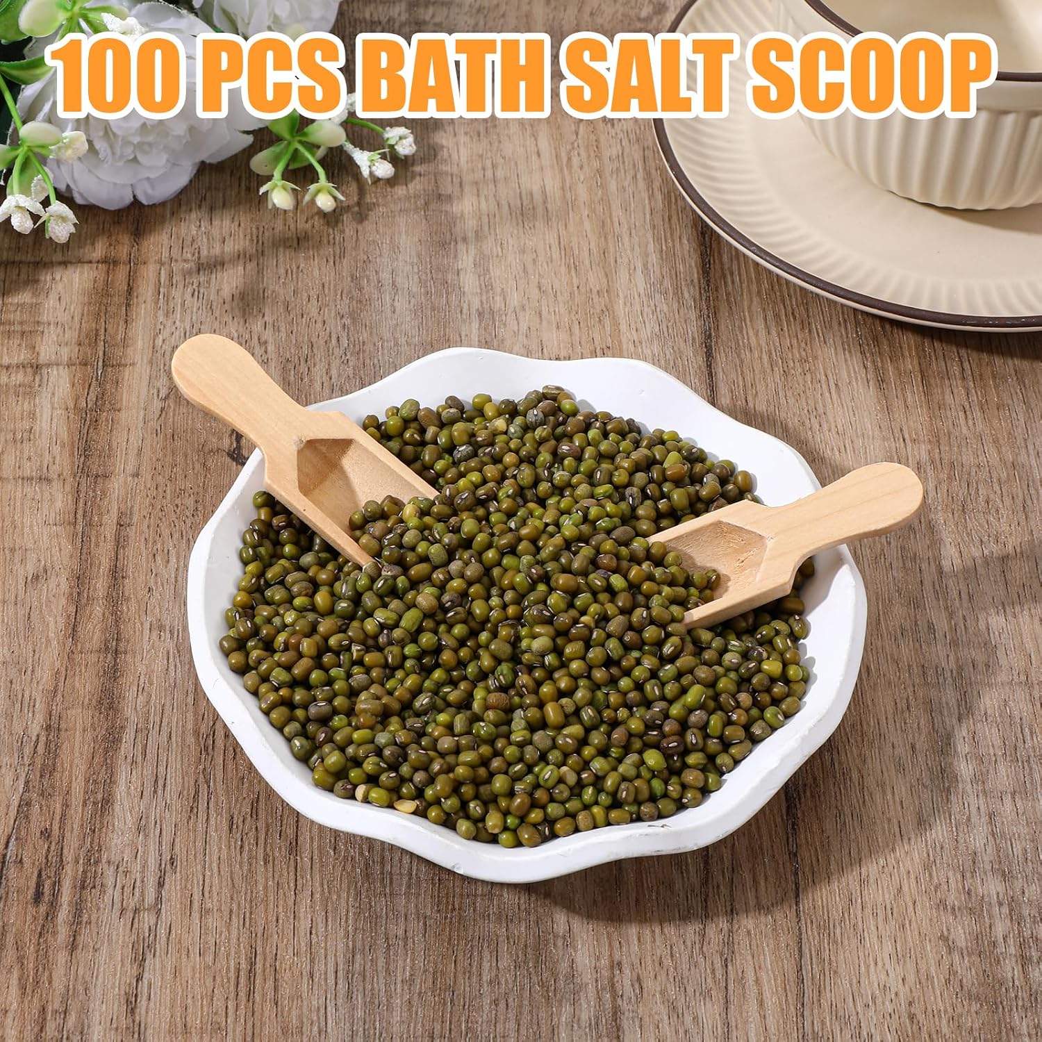 100 Pack Mini Wooden Spoons for Jars, Small Bath-Salt Scoops Mini Scooper Wooden Candy Spoon Washing Powder for Sugar Scrubs, Bath-Salts, Cooking