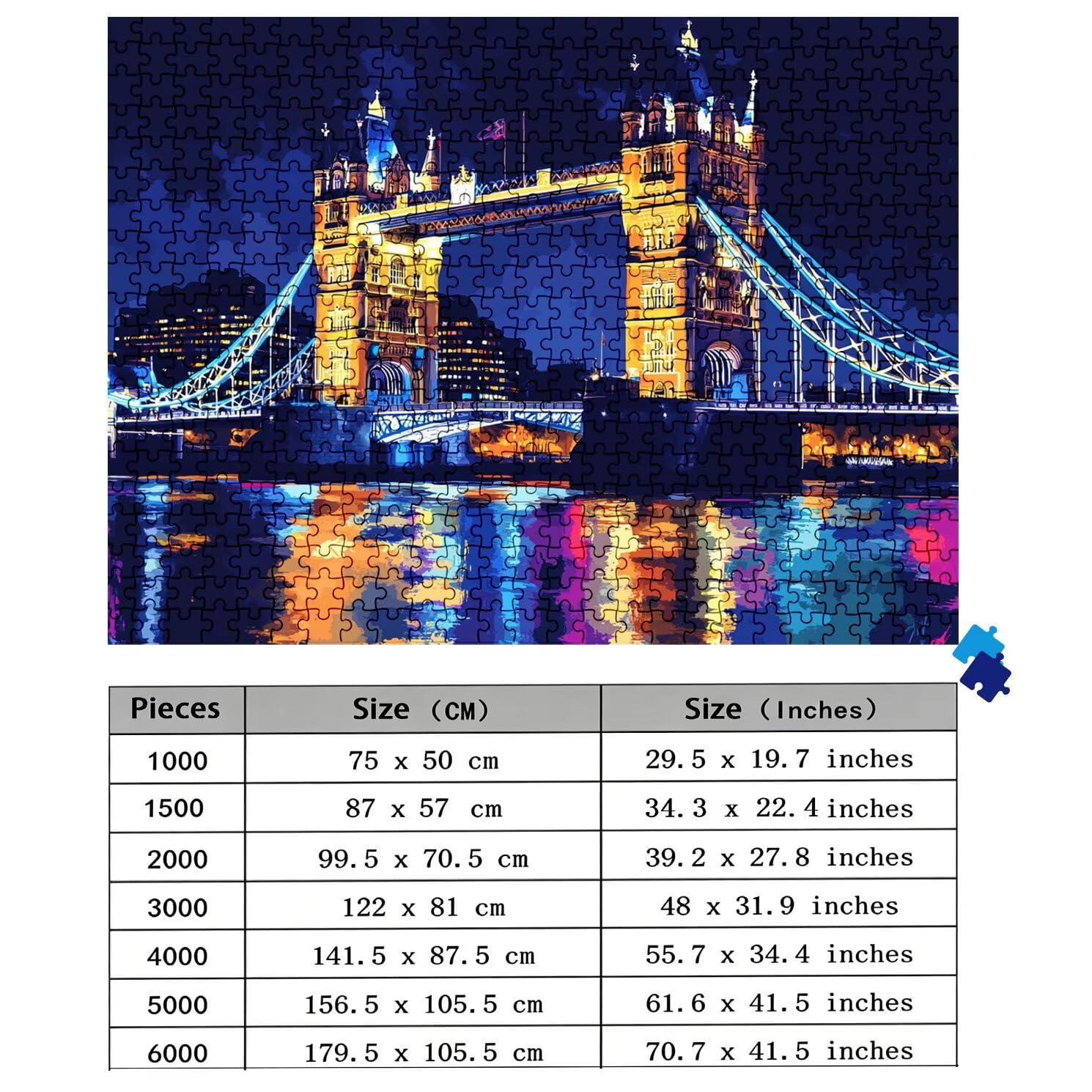 Puzzle 4000 elementów, niemożliwe puzzle dorośli 141,5 x 87,5 cm, druk w wysokiej rozdzielczości, gry edukacyjne, drewniane puzzle antystresowe dla całej rodziny, dekoracje ścienne, London Tower