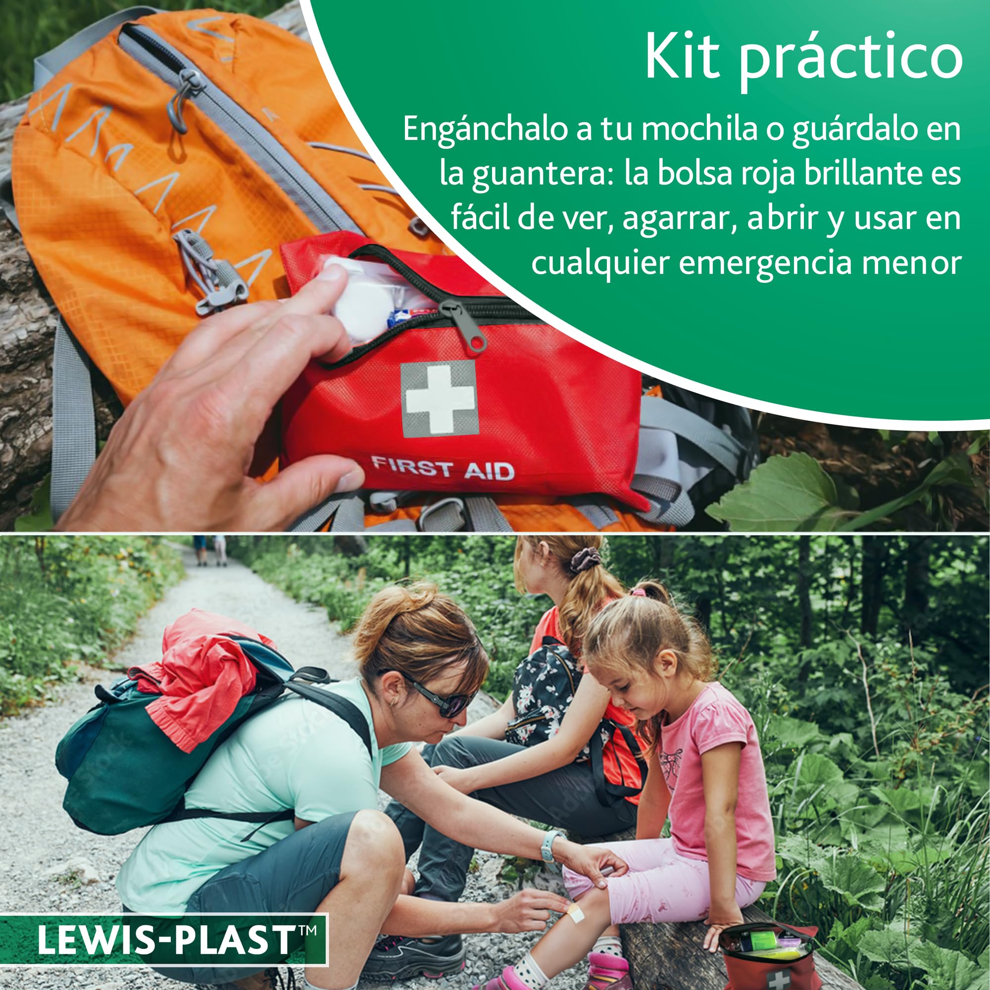 LEWIS PLAST Kit Completo de Primeros Auxilios 92 Piezas para Exterior