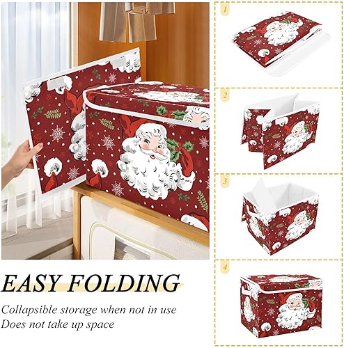 Miniatura 4 de xigua Contenedores de almacenamiento de Papá Noel de Navidad con tapas y asa de transporte, cajas de almacenamiento plegables, contenedores
