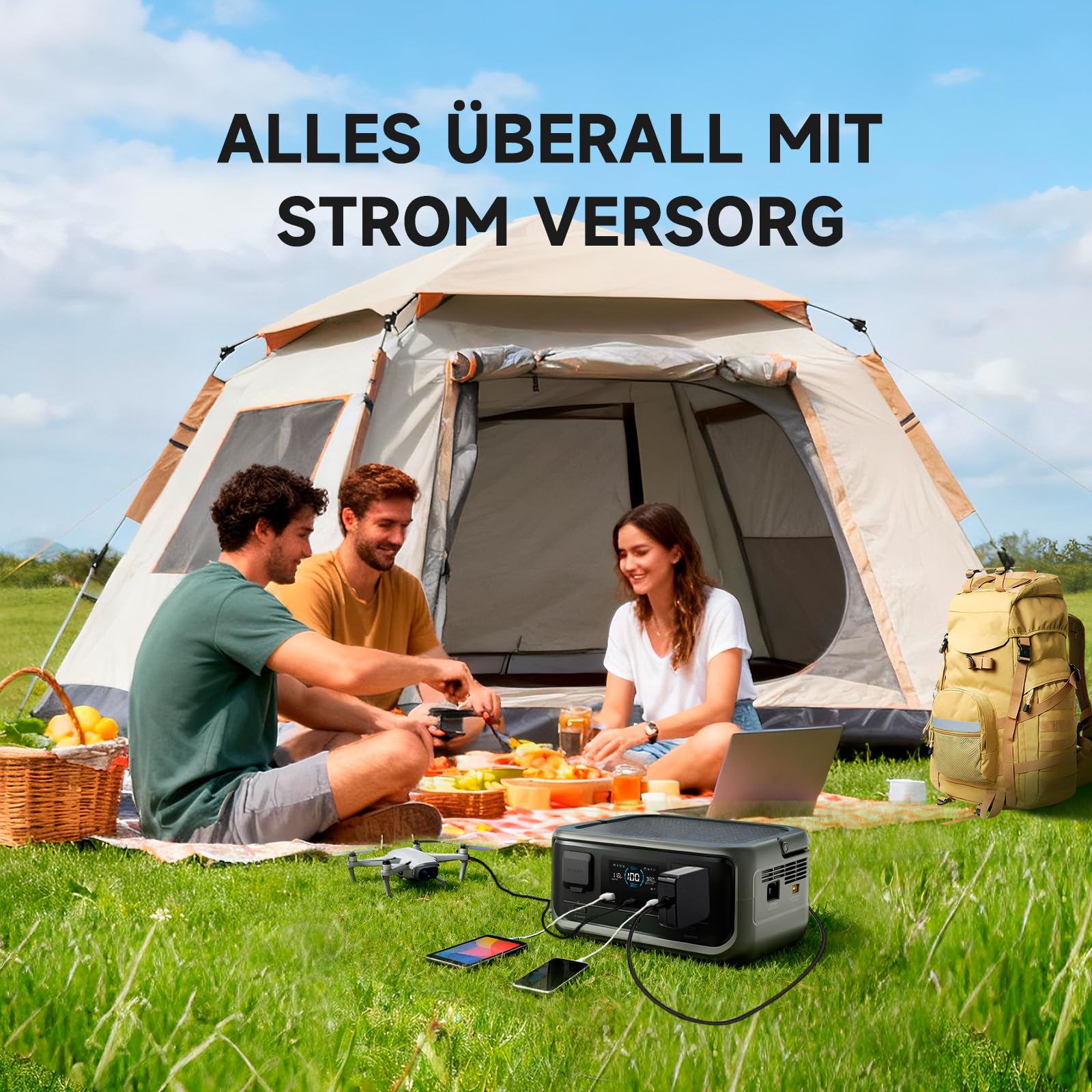ALLPOWERS VOLIX P300 Tragbare Powerstation mit Solarpanel SE100, 256Wh LiFePO4 Akku Solargenerator mit Solarpanel 100W, 300W Sinus Wechselstrom, PD100W USB-C Anschluss für Camping und Reisen
