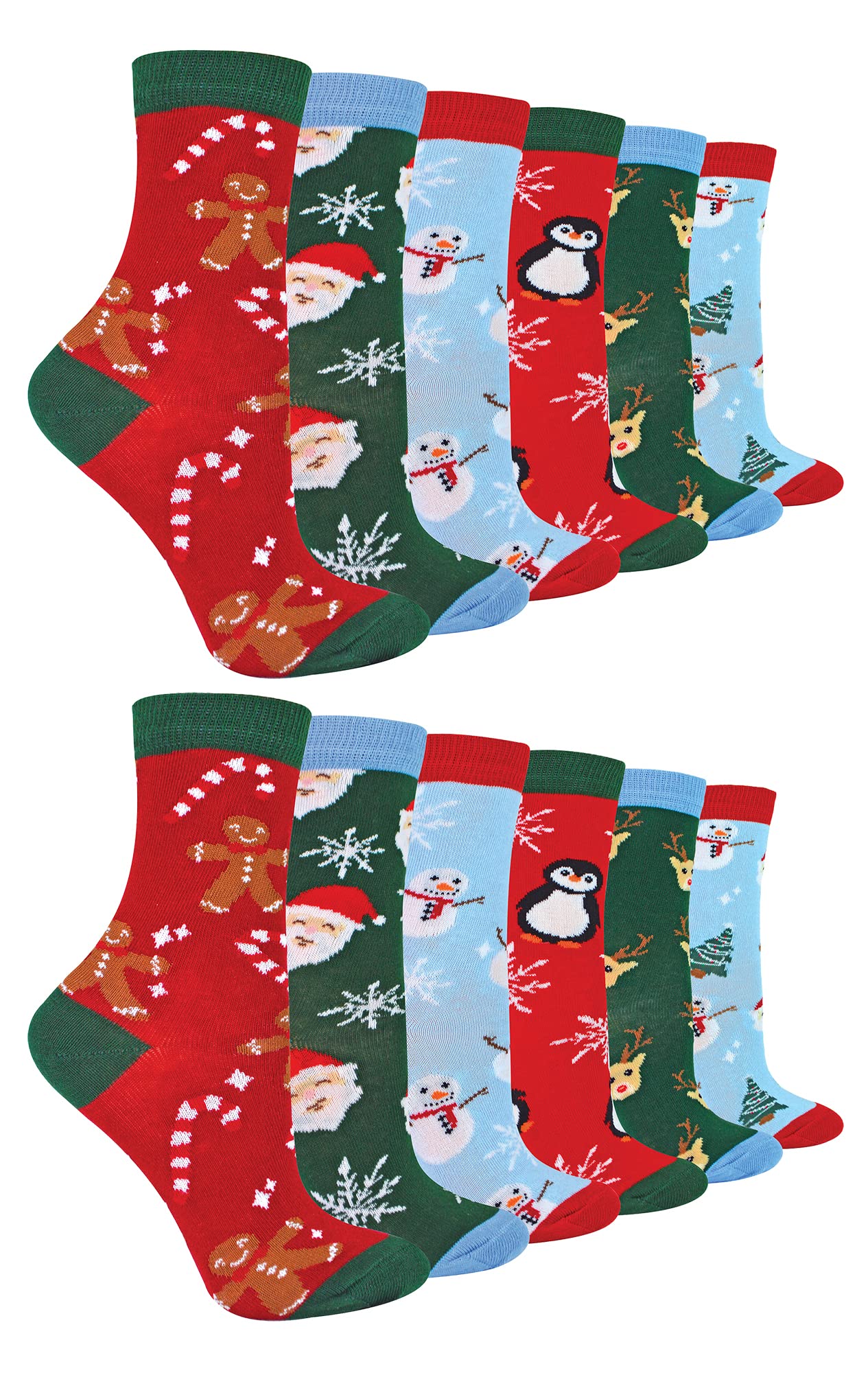 Sock Snob Unisex Kids 12 Pack Kids Novelty Christmas Socks With Fun Patterns