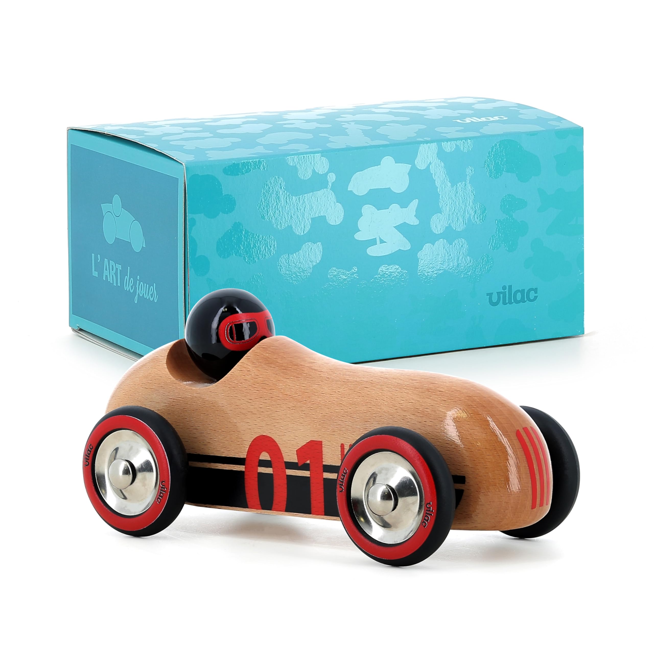 Old Sport Compet' Natural Wooden Car - Vilac