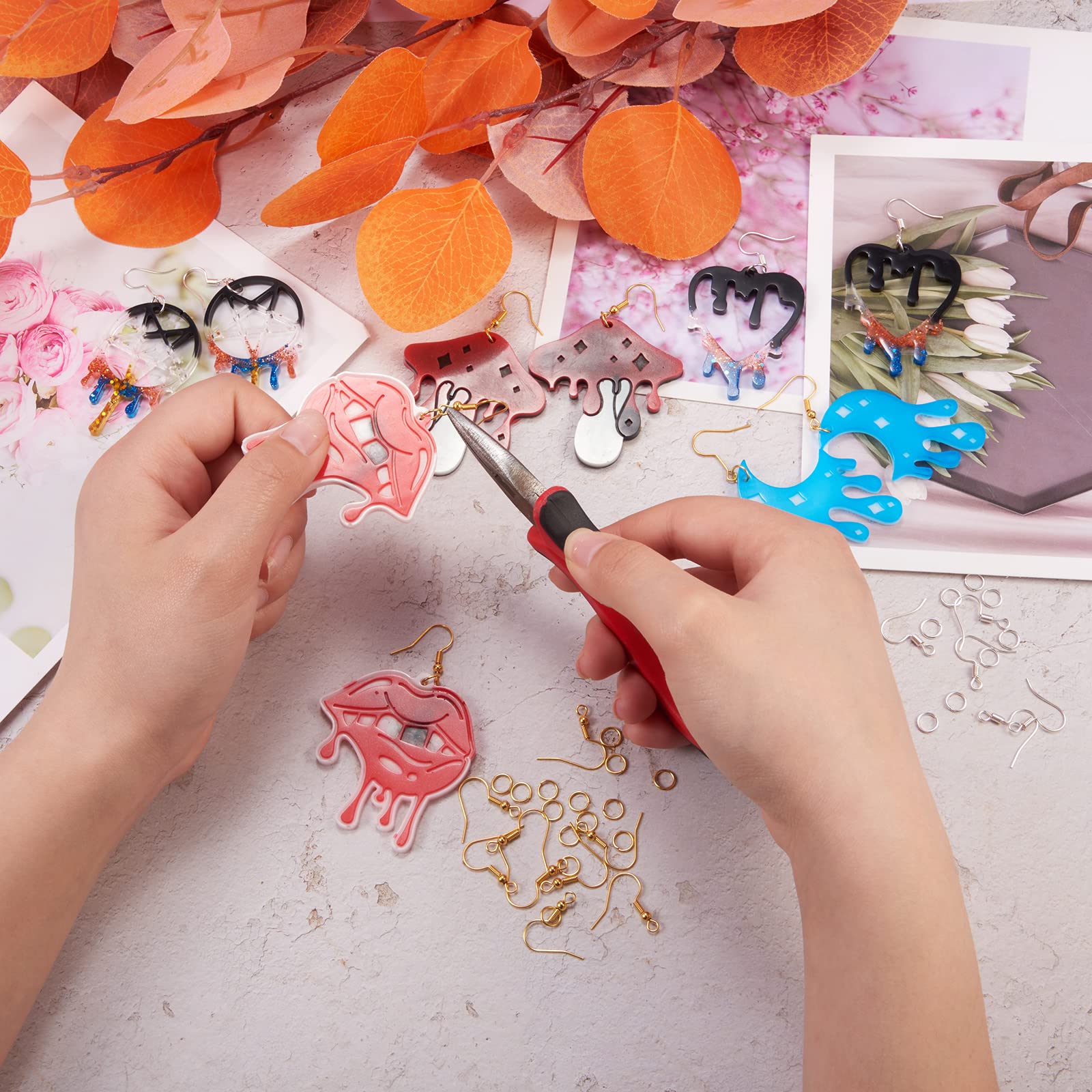 105-Piece Resin Molds Silicone Kit - 5 Earring Molds With Hooks For DIY Jewelry Making