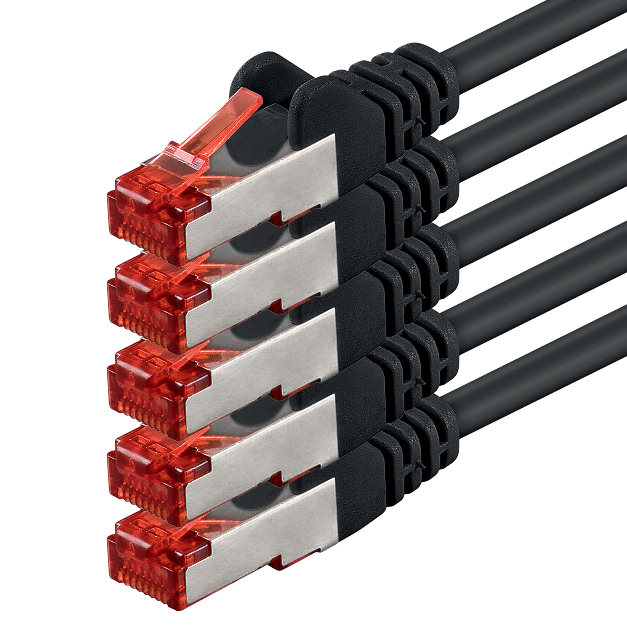1aTTack.de 5x 0,5m - Cat 6 Netzwerk-Kabel Patch-Kabel Cat6 RJ45 SFTP - Schwarz